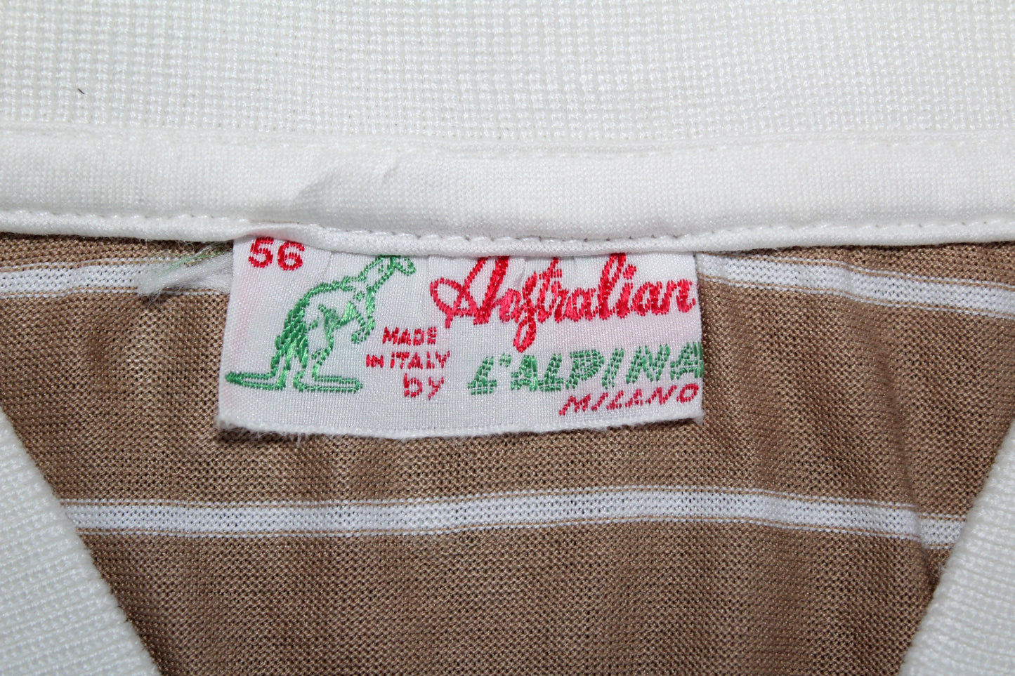 AUSTRALIAN BY L'ALPINA 80'S VINTAGE STRIPED TENNIS POLO SHIRT XL