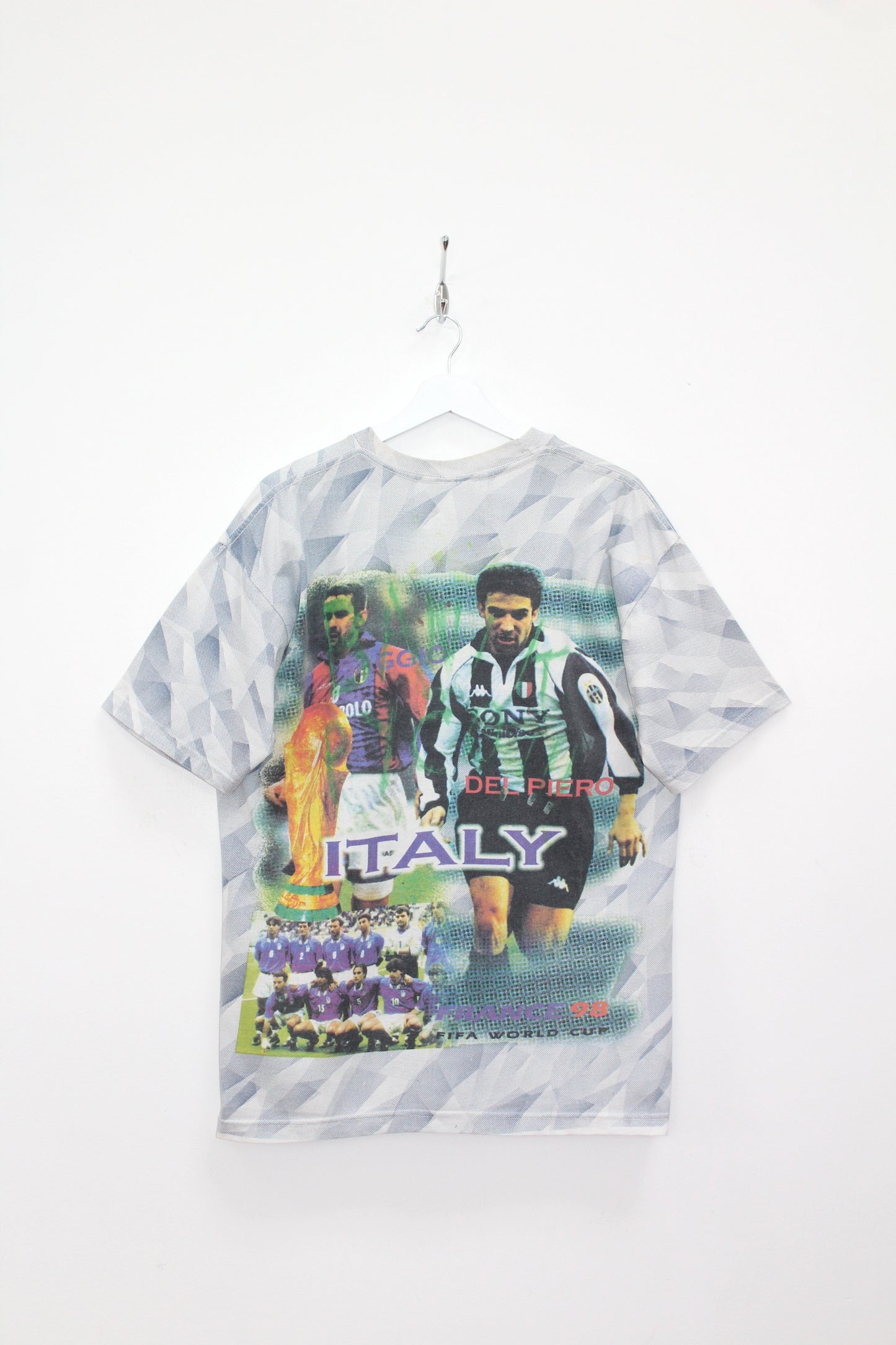 VINTAGE ITALY WORLD CUP 1998 BAGGIO & DEL PIERO FOOTBALL T-SHIRT XL
