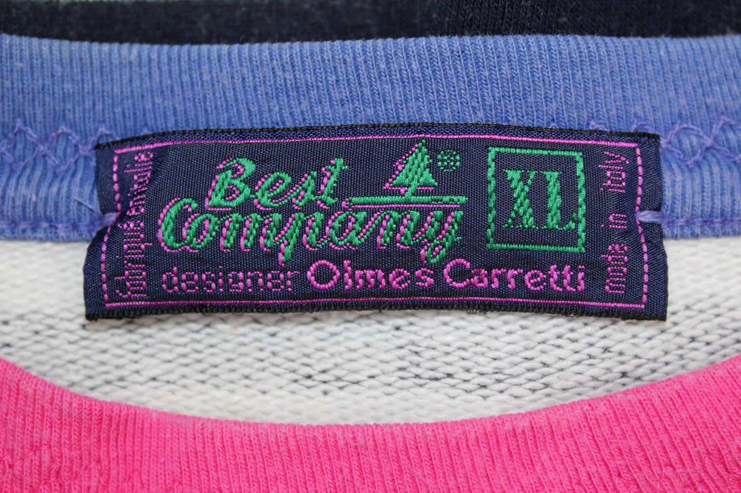 BEST COMPANY 80'S VINTAGE SHORT SLEEVES STRIPED SWEATSHIRT XL