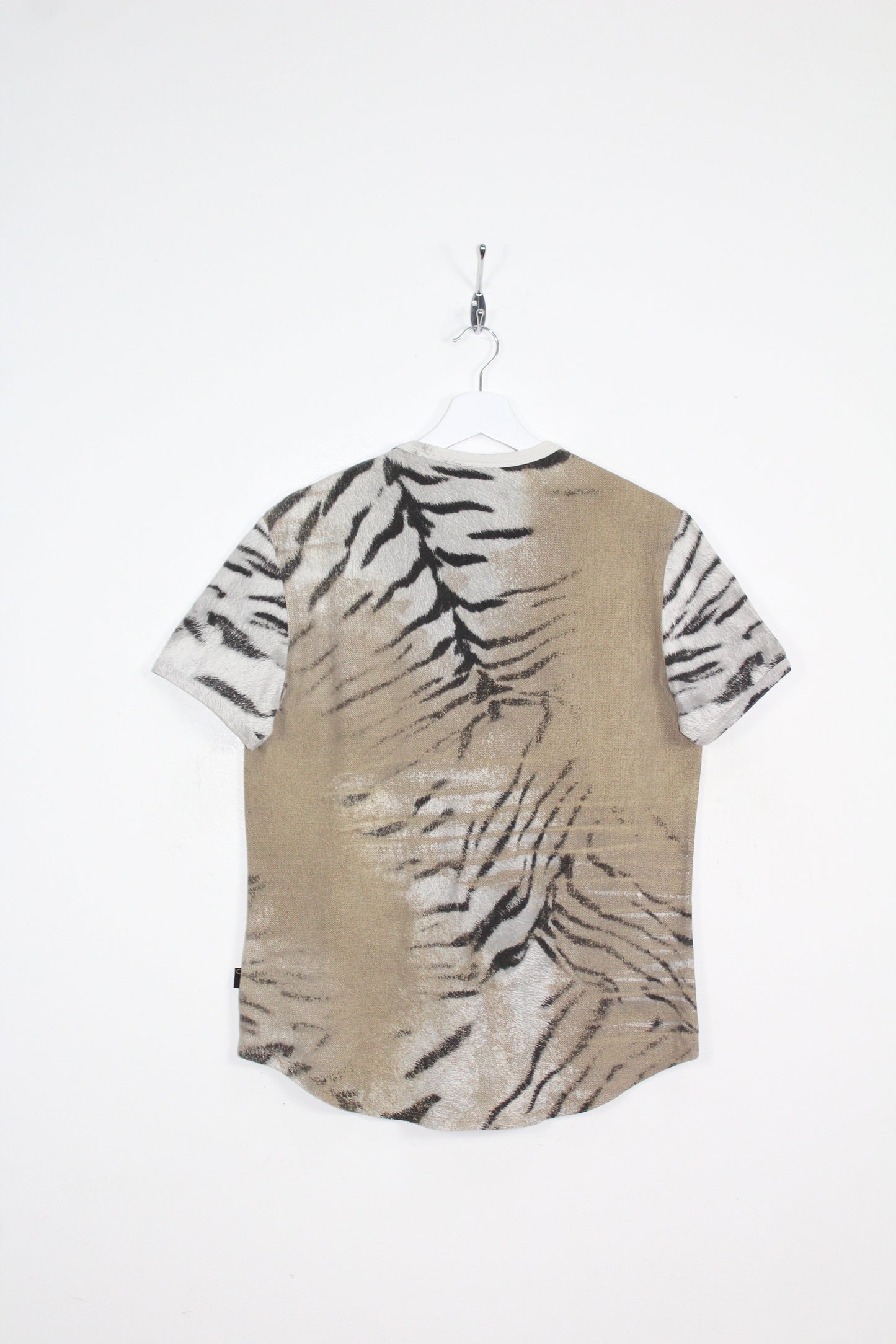 VINTAGE JUST CAVALLI SS 2002 ZEBRA CAMEL FADED PRINT T-SHIRT MEDIUM