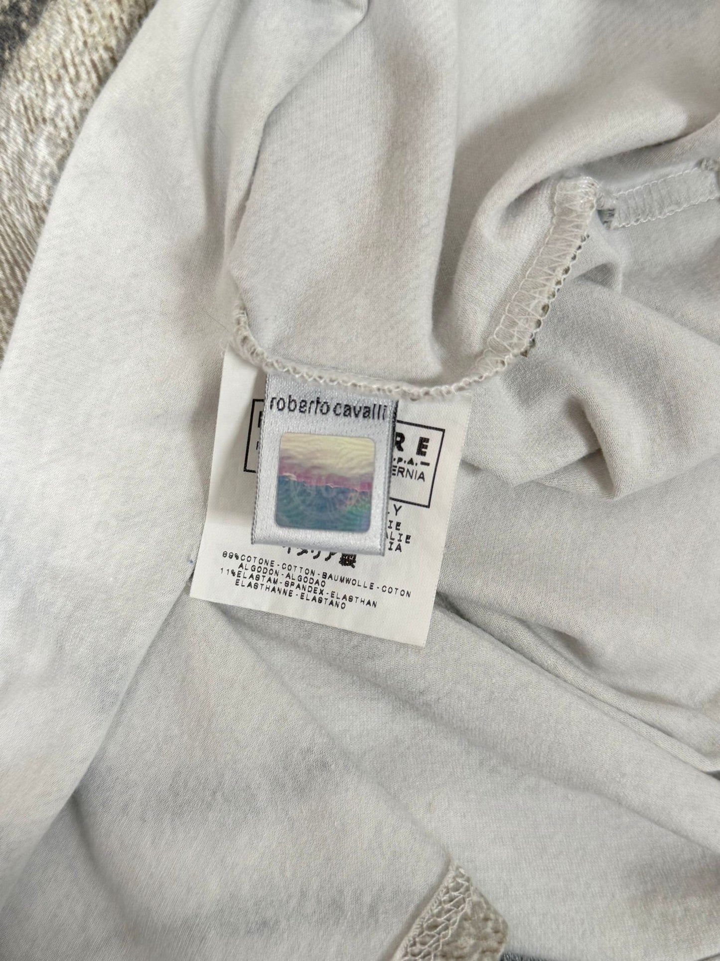 VINTAGE JUST CAVALLI SS 2002 ZEBRA CAMEL FADED PRINT T-SHIRT MEDIUM