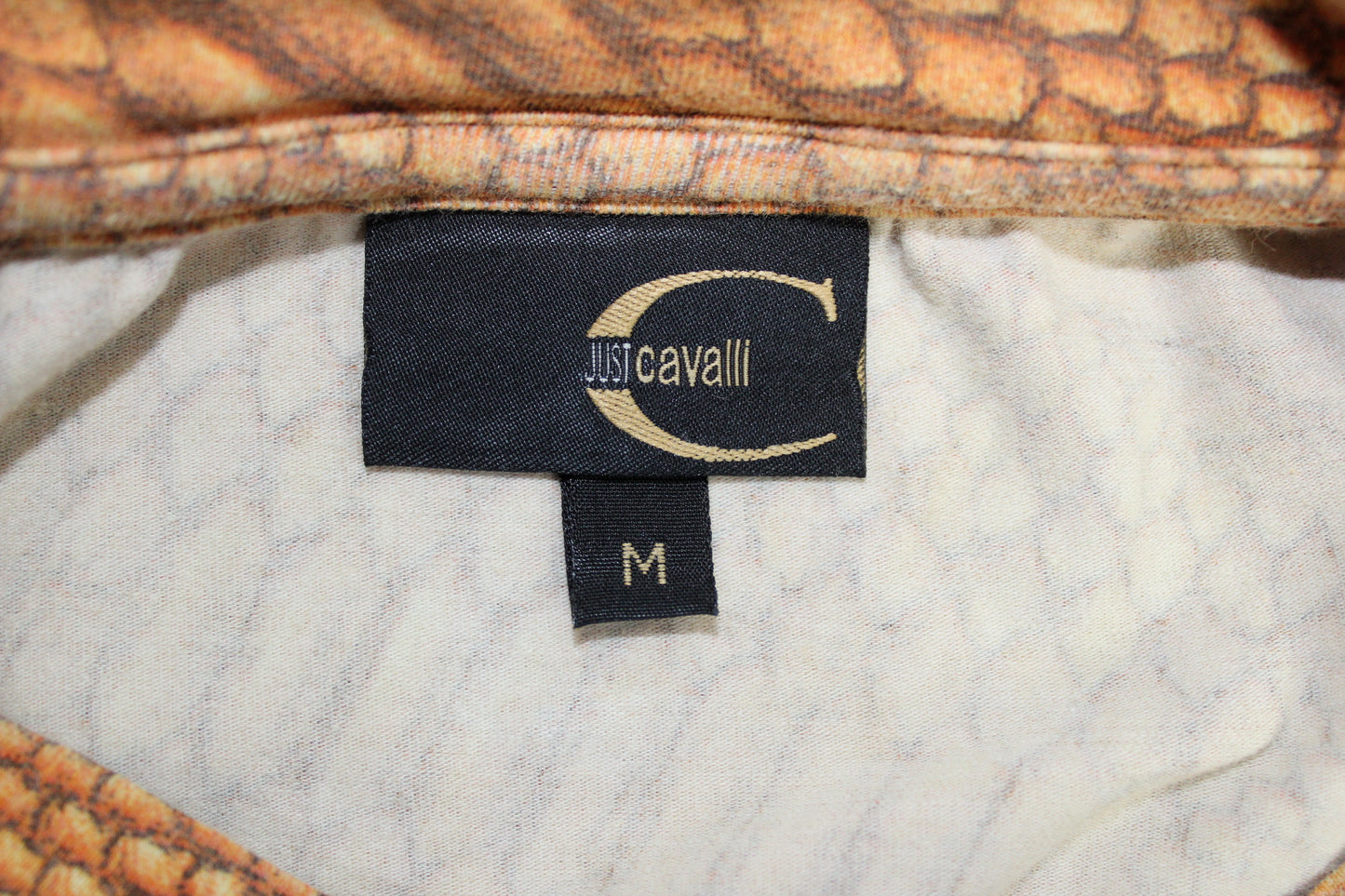 JUST CAVALLI VINTAGE SNAKE SKIN PATTERN T-SHIRT MEDIUM