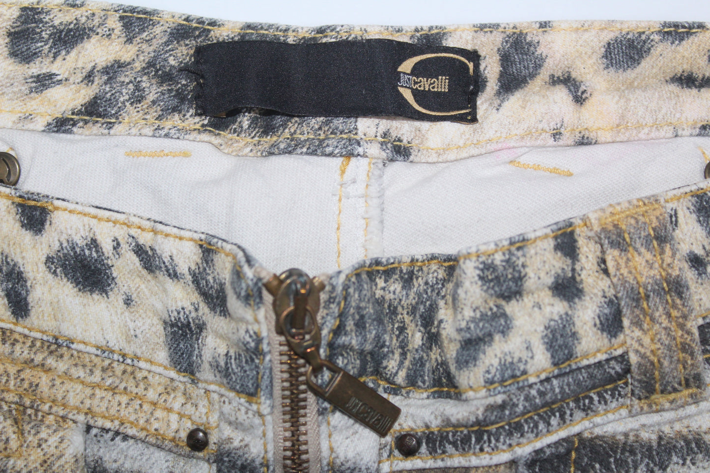 VINTAGE JUST CAVALLI TIGER PRINT LOW RISE CAPRI TROUSERS W 30"