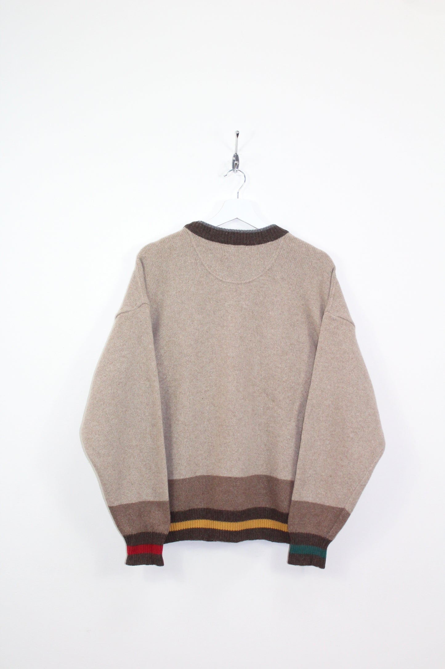 JC DE CASTELBAJAC 90'S VINTAGE CHARLIE BROWN "WORK BEFORE PLEASURE" WOOL JUMPER LARGE