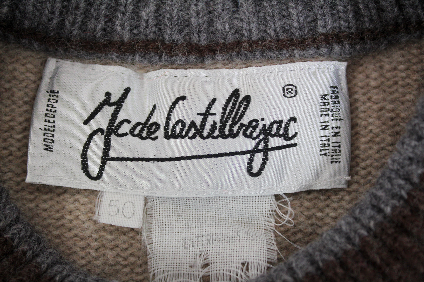JC DE CASTELBAJAC 90'S VINTAGE CHARLIE BROWN "WORK BEFORE PLEASURE" WOOL JUMPER LARGE