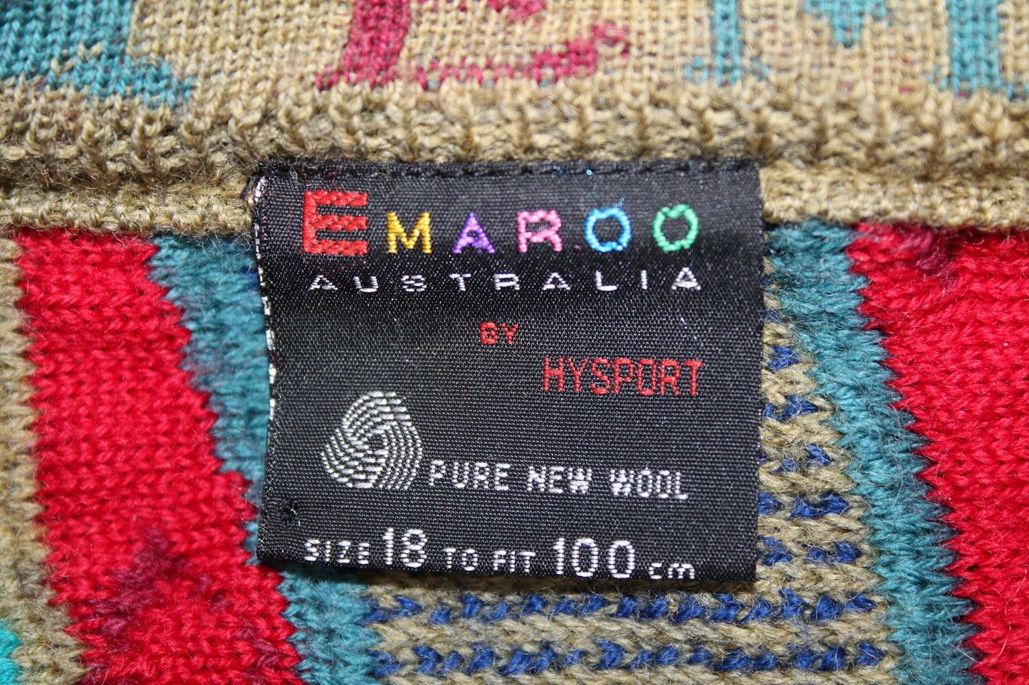 EMAROO AUSTRALIA 90'S VINTAGE 3D CABLE KNIT WOOL CARDIGAN XL (WOMEN'S)