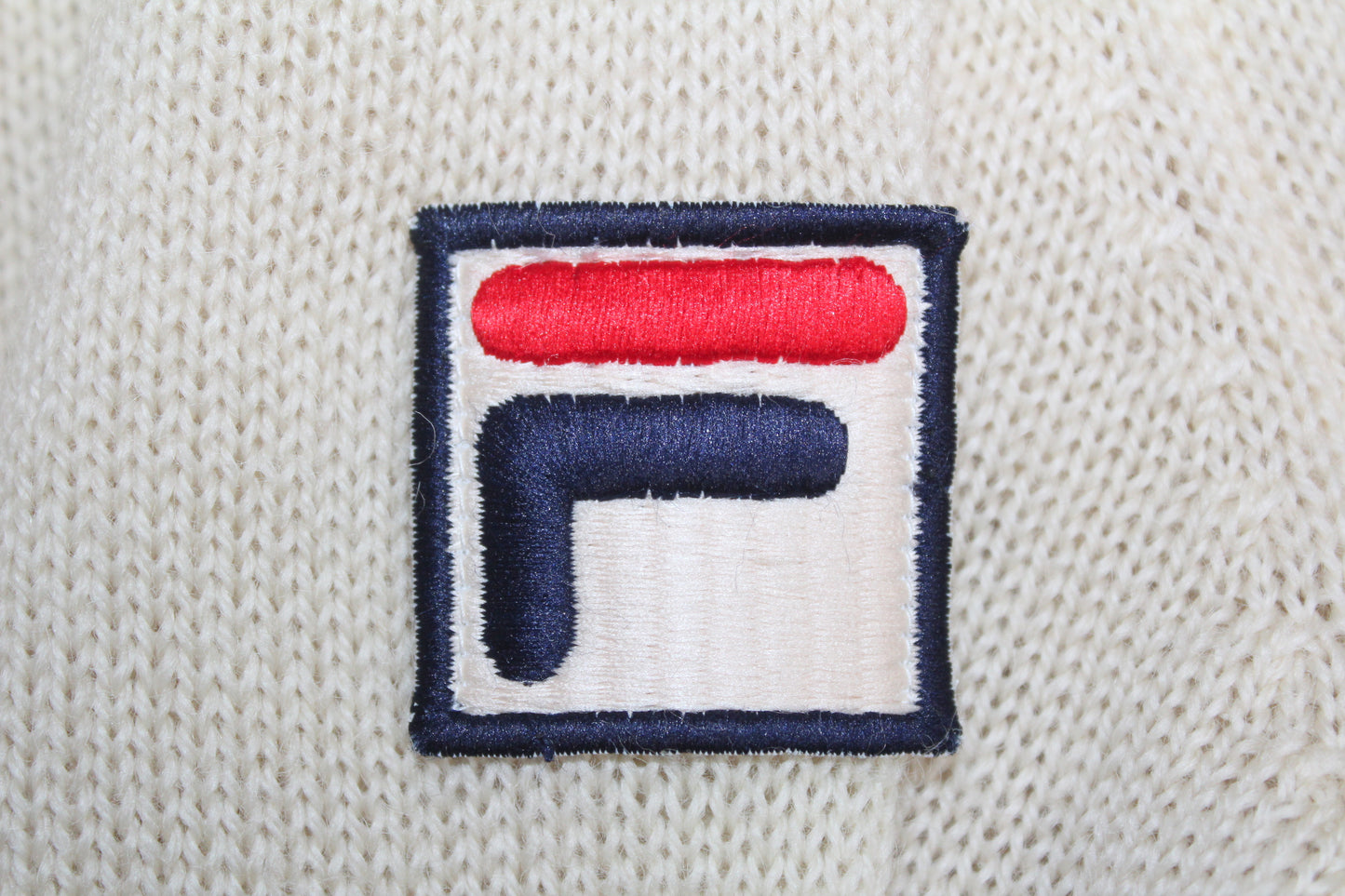 FILA OG 70'S VINTAGE WHITE LINE TENNIS WOOL JUMPER LARGE