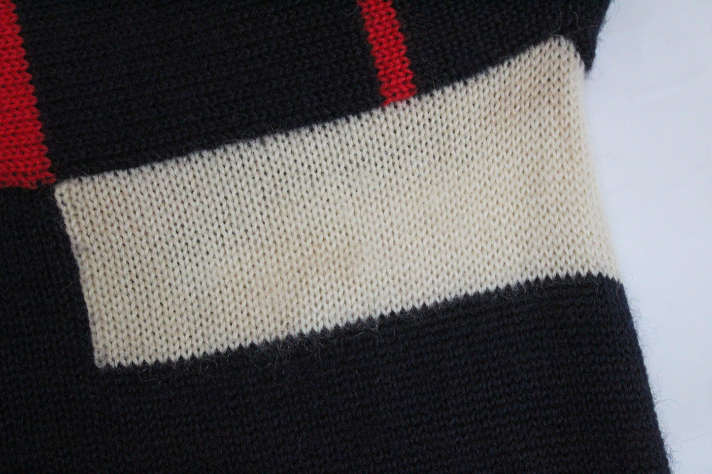 FILA 80'S VINTAGE FRANKIE TWO STRIPES KNIT WOOL JUMPER MEDIUM