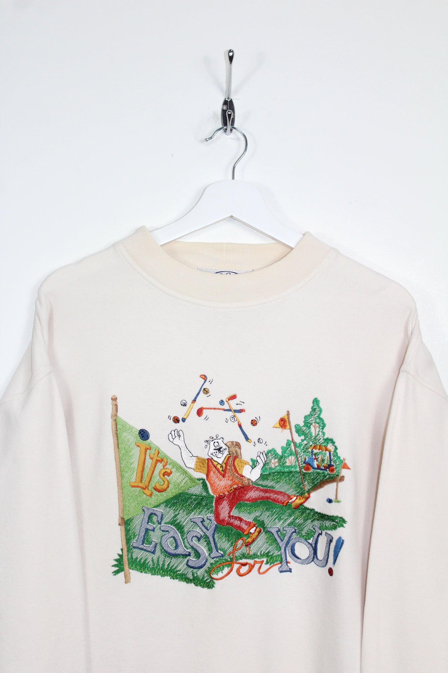 ICEBERG SPORT ICE 90'S VINTAGE EMBROIDERED GOLF PLAYING BEAR SCENE SWEATSHIRT MEDIUM