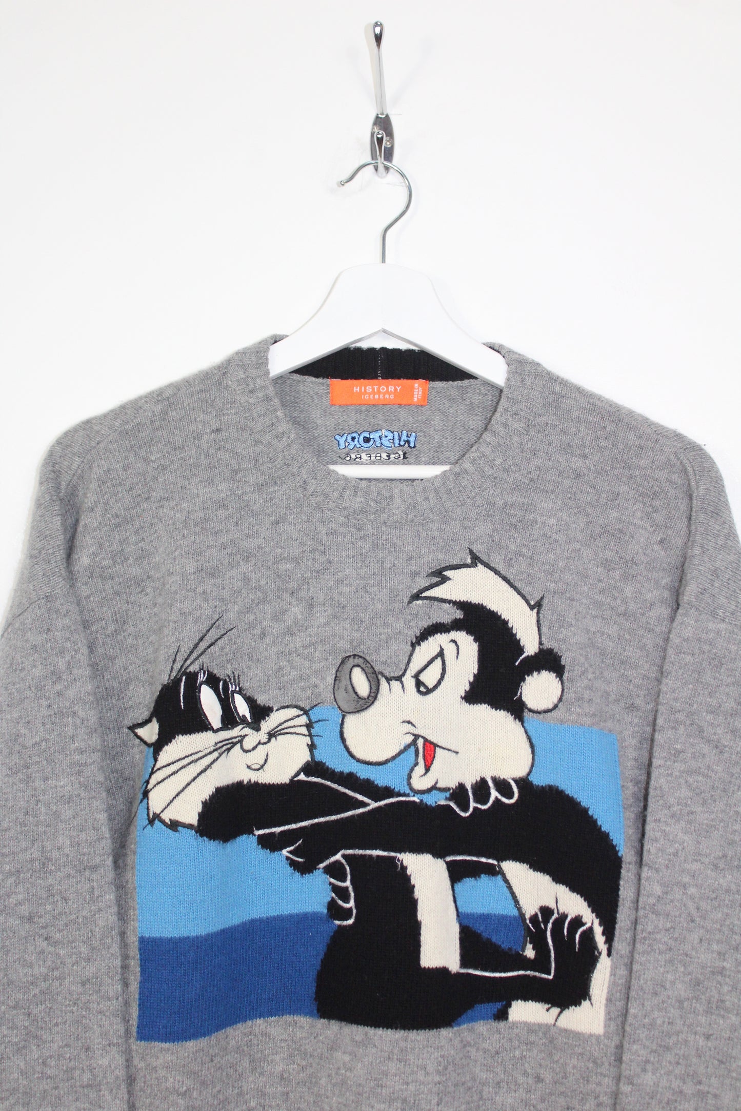 ICEBERG HISTORY x LOONEY TUNES VINTAGE "PEPE' LE PEW & PENELOPE" WOOL SWEATSHIRT LARGE