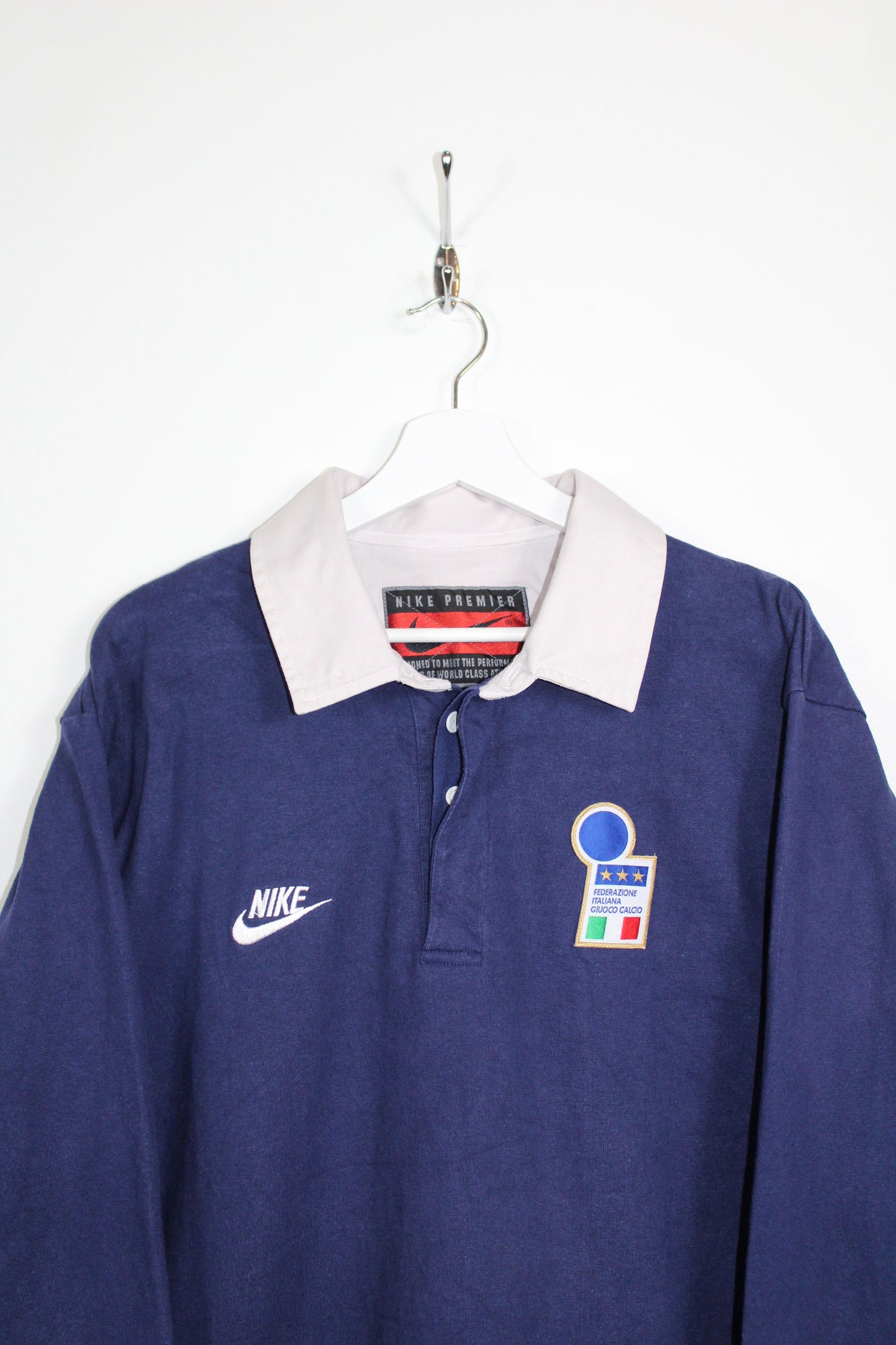 ITALY 1996 NIKE VINTAGE LONG SLEEVE RUGBY POLO SHIRT MEDIUM