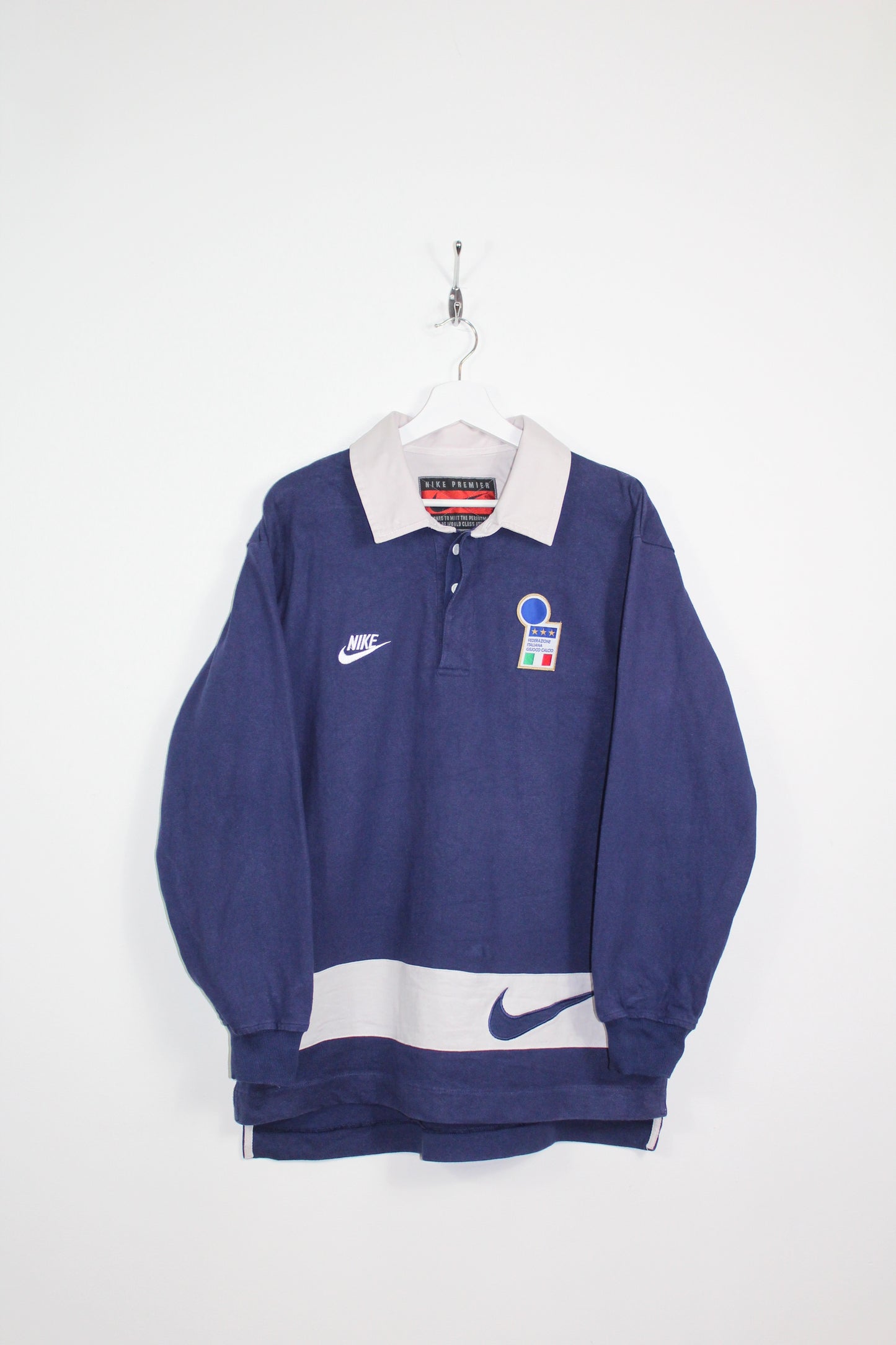 ITALY 1996 NIKE VINTAGE LONG SLEEVE RUGBY POLO SHIRT MEDIUM