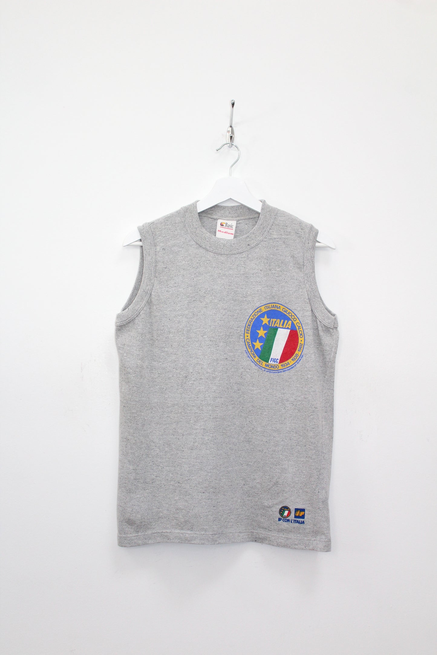 VINTAGE ITALY WORLD CUP 1990 FOOTBALL SLEEVELESS T-SHIRT MEDIUM