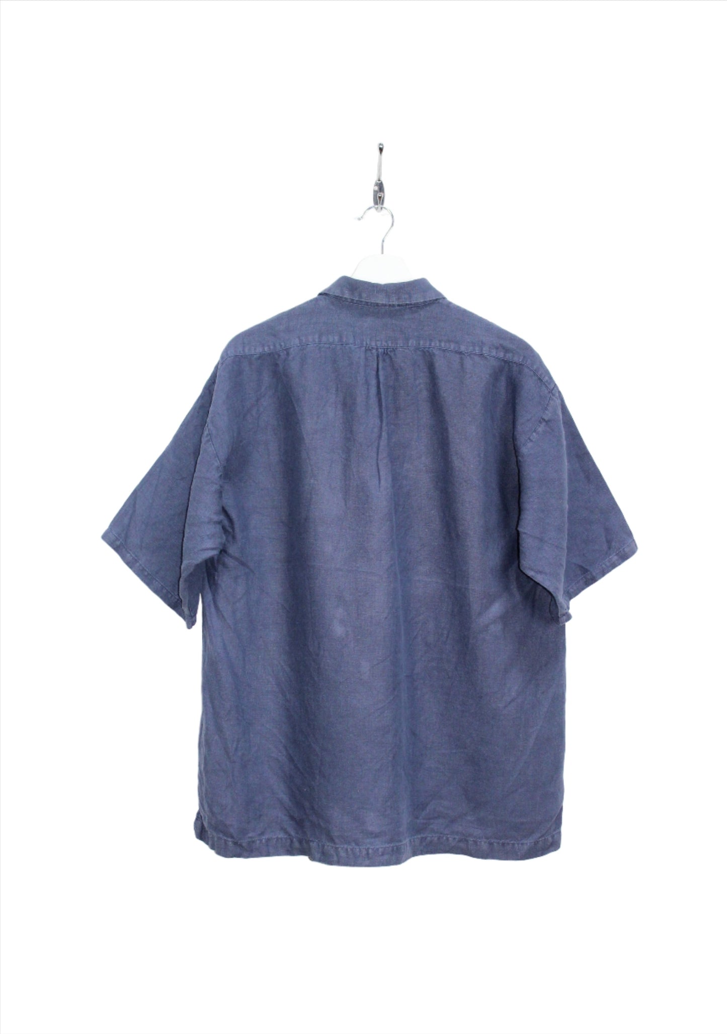 STONE ISLAND MARINA 90'S VINTAGE SPELL OUT SHORT SLEEVE BUTTON DOWN LINO FLAX SHIRT LARGE