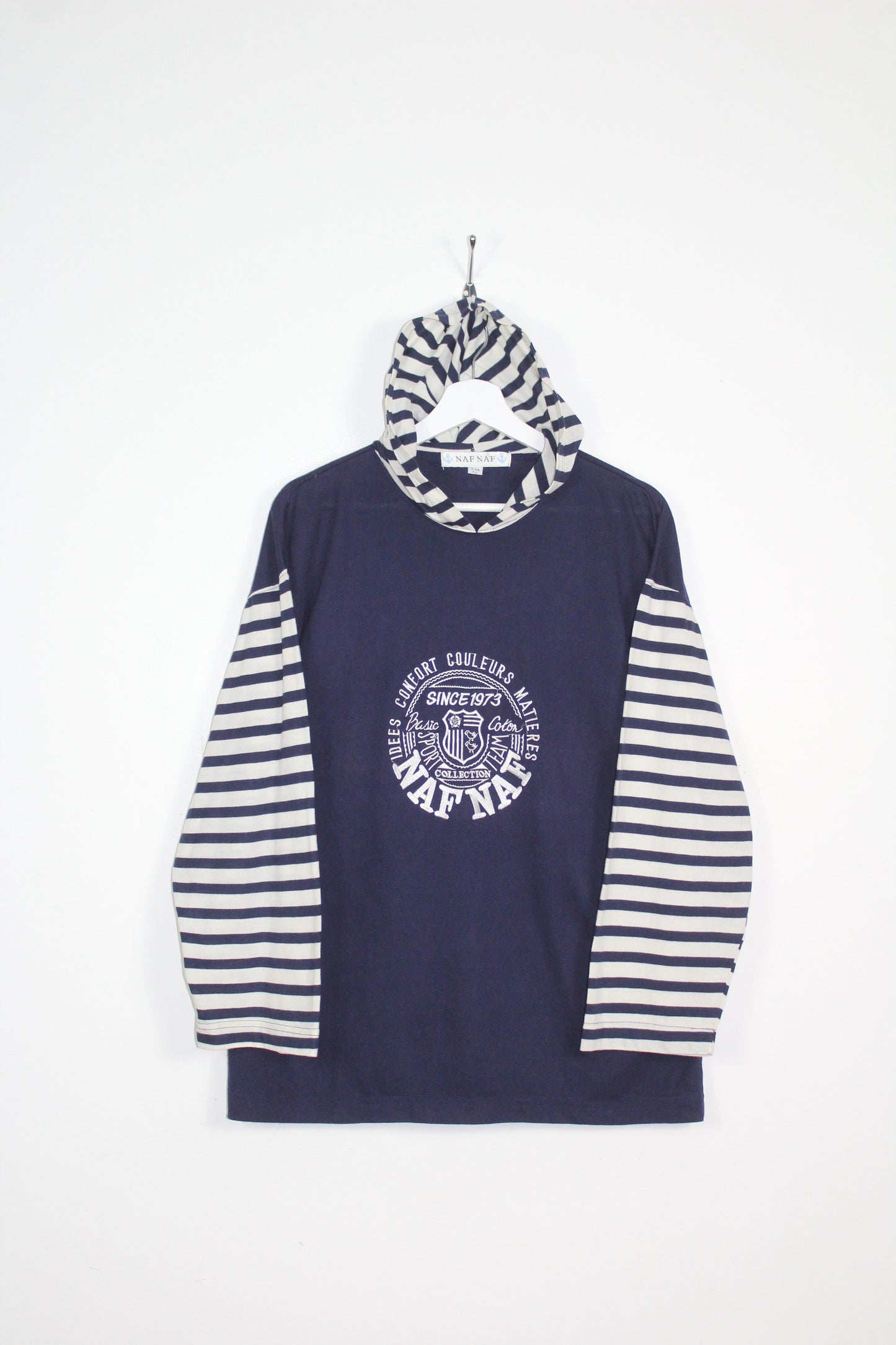 VINTAGE NAF NAF LONG SLEEVE HOODIE T-SHIRT LARGE