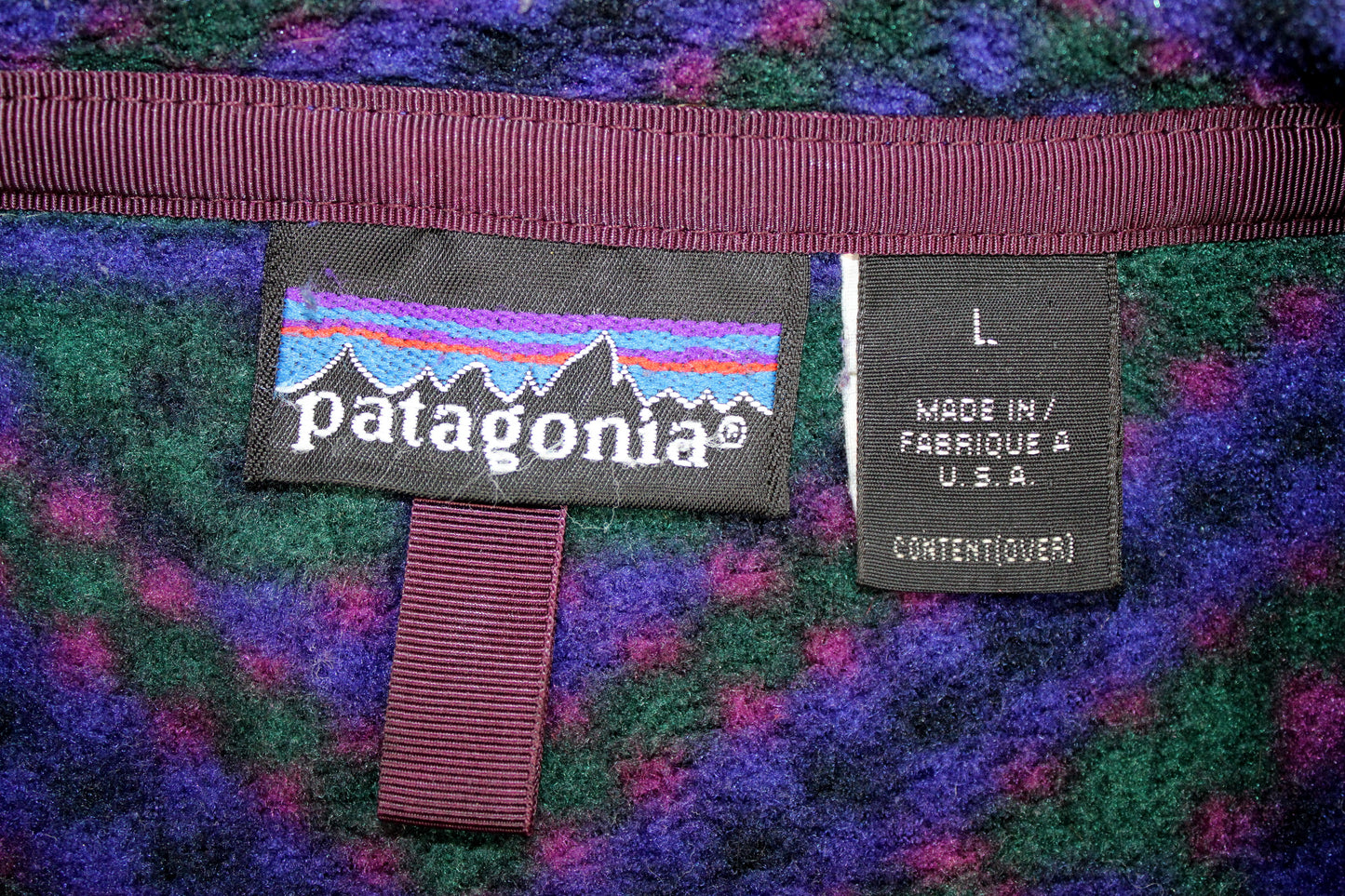 PATAGONIA 90'S VINTAGE AZTEC PATTERN FLEECE SWEATSHIRT LARGE