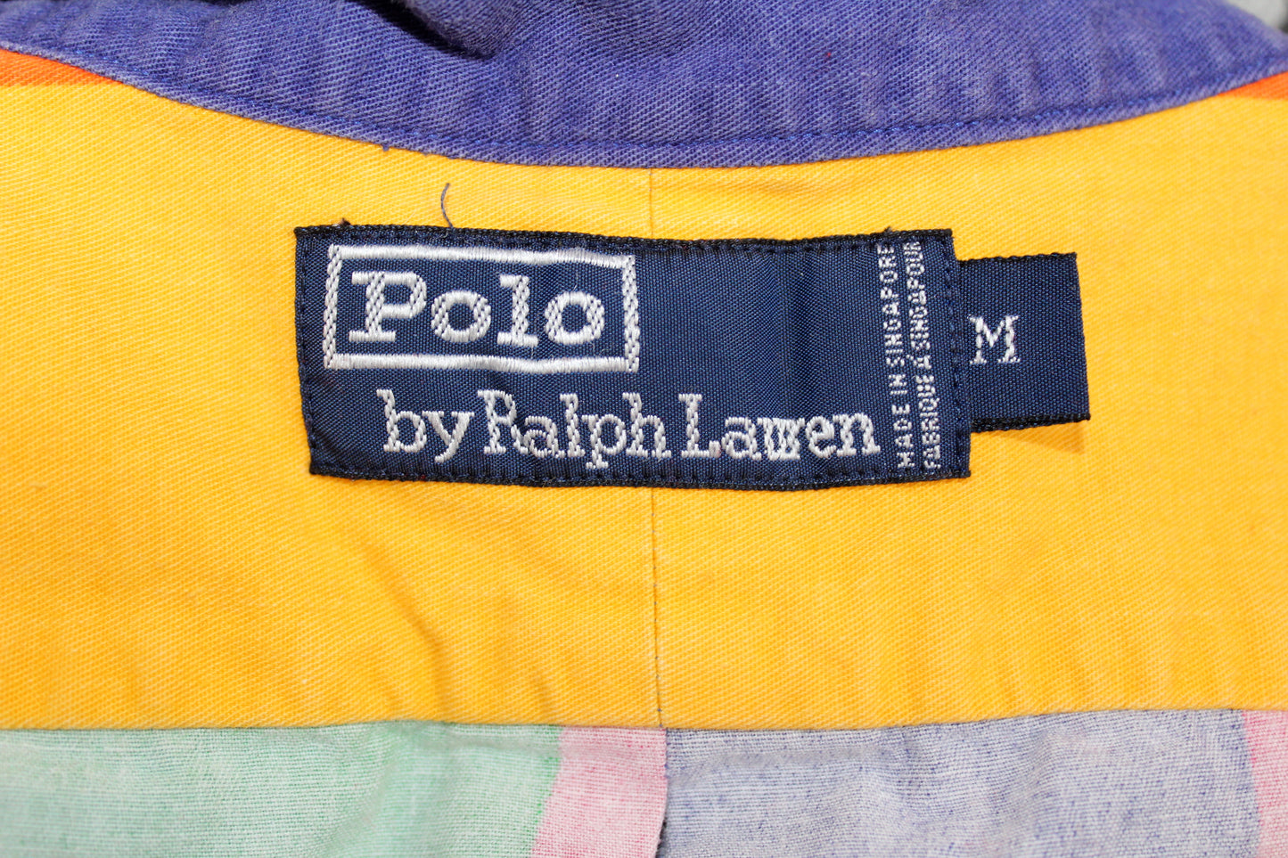 POLO RALPH LAUREN VINTAGE MULTICOLORED STRIPED SHORT SLEEVE SHIRT MEDIUM