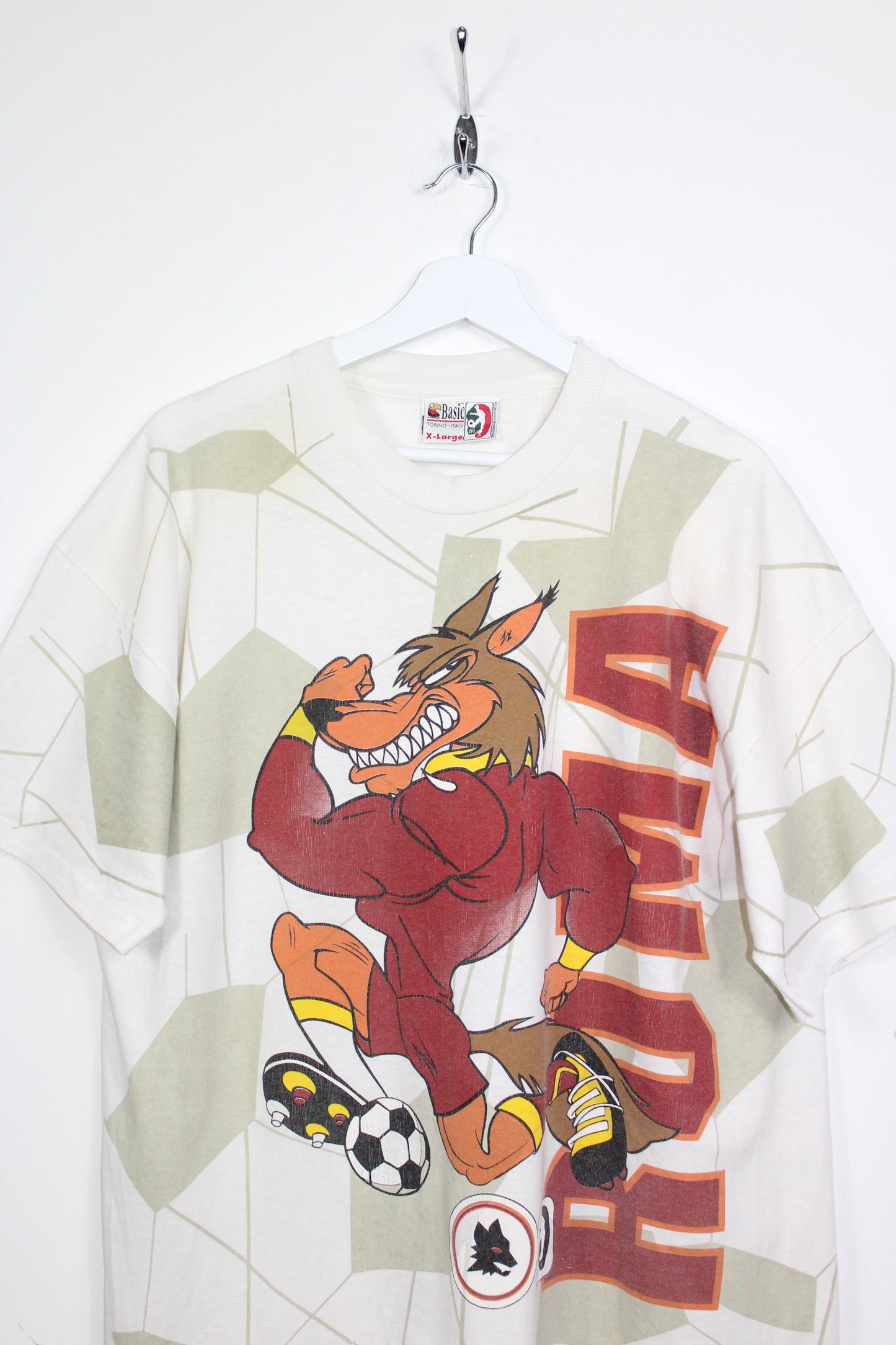 VINTAGE ROMA 1993 GRAPHIC FOOTBALL T-SHIRT XL