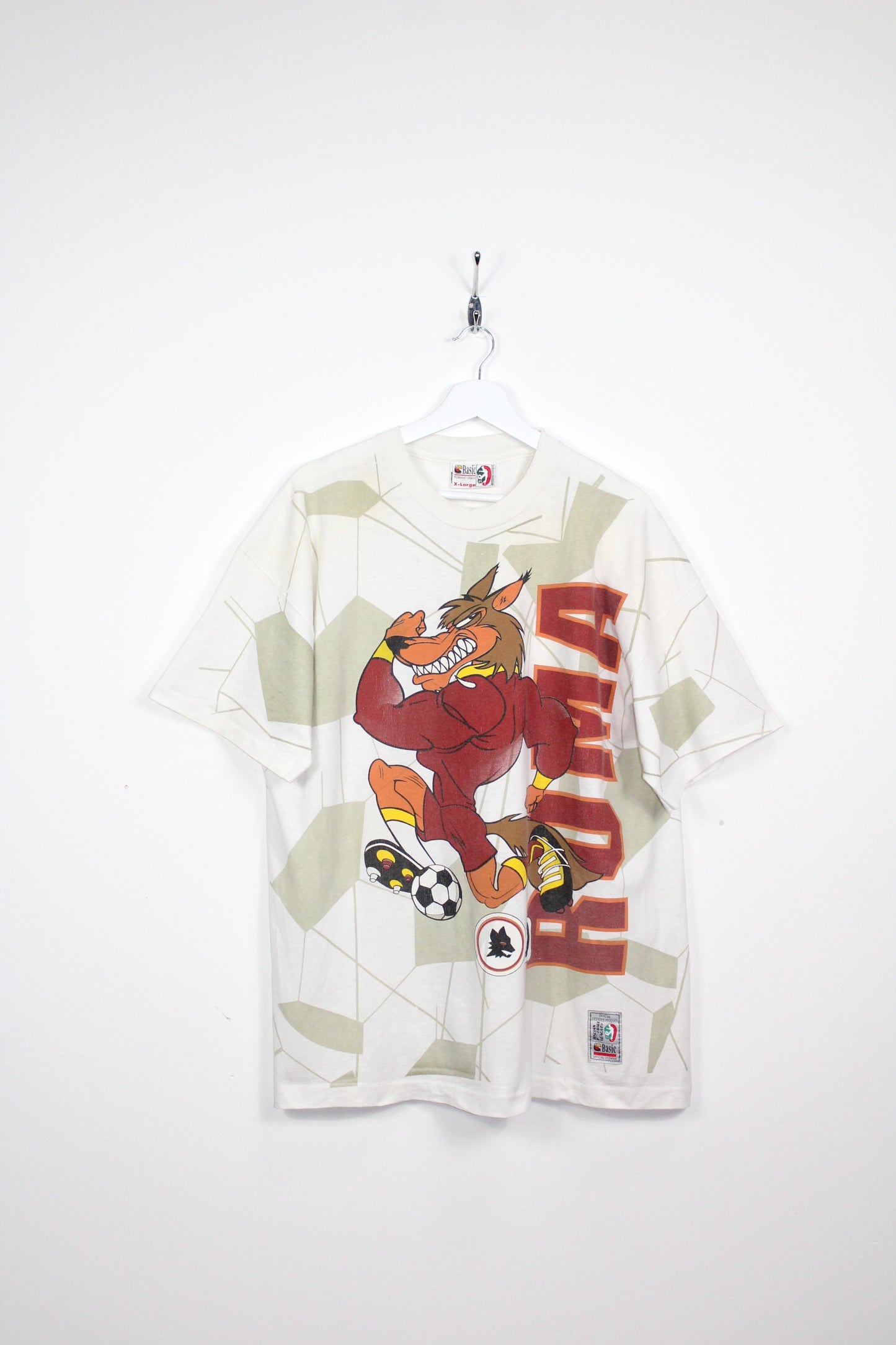 VINTAGE ROMA 1993 GRAPHIC FOOTBALL T-SHIRT XL
