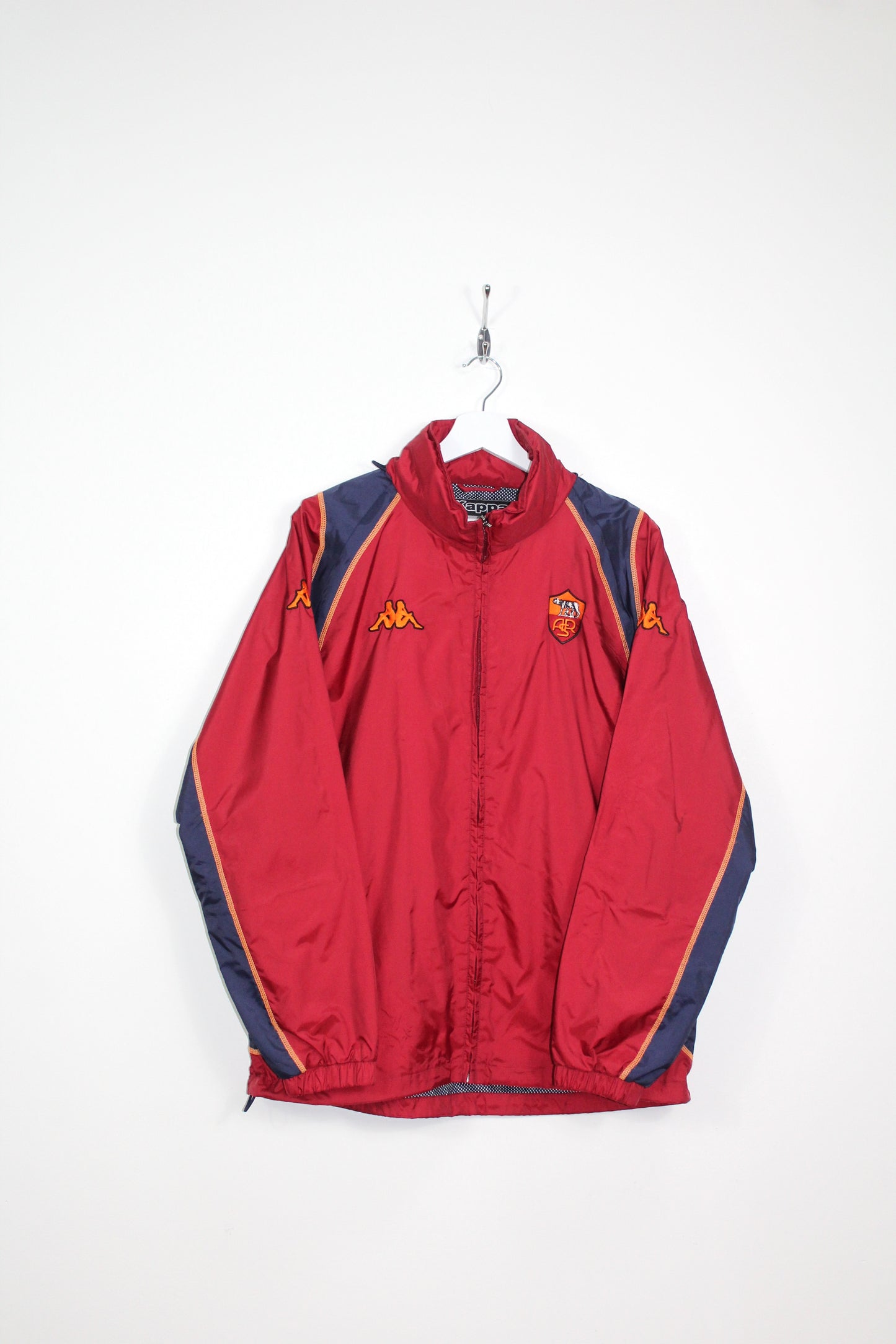 AS ROMA 2002-03 VINTAGE KAPPA HOODED TRACKSUIT TOP RAIN JACKET LARGE