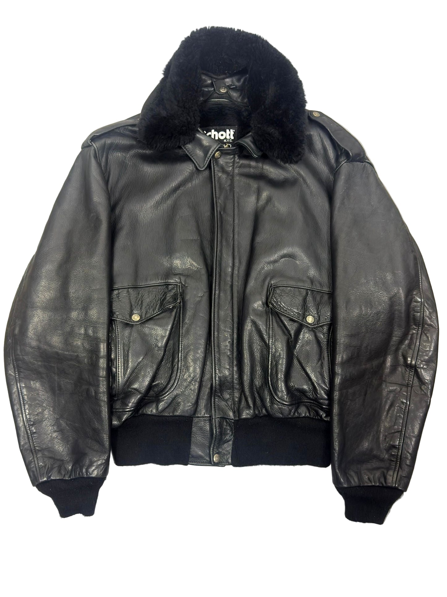 SCHOTT NYC 90'S VINTAGE LEATHER FLIGHT JACKET LARGE