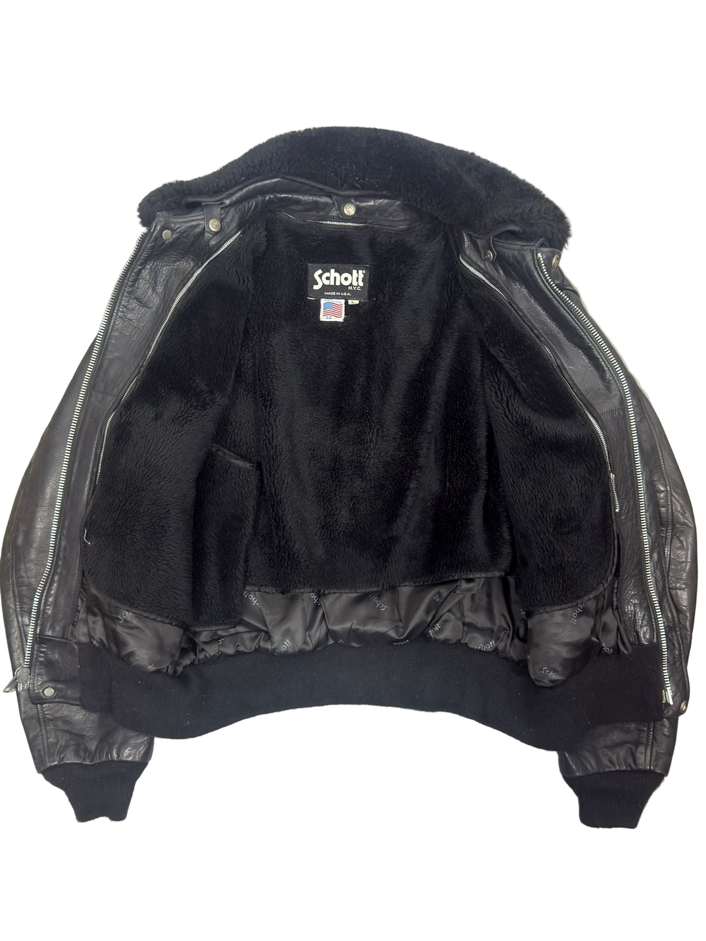 SCHOTT NYC 90'S VINTAGE LEATHER FLIGHT JACKET LARGE