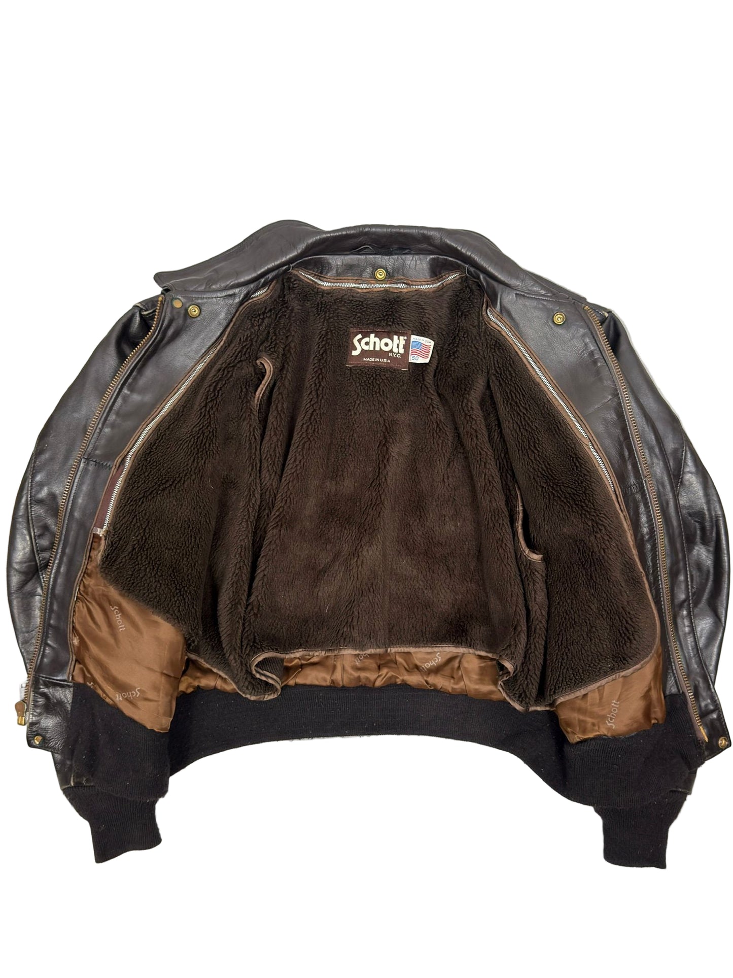 SCHOTT 90'S VINTAGE A-2 LEATHER FLIGHT JACKET MEDIUM