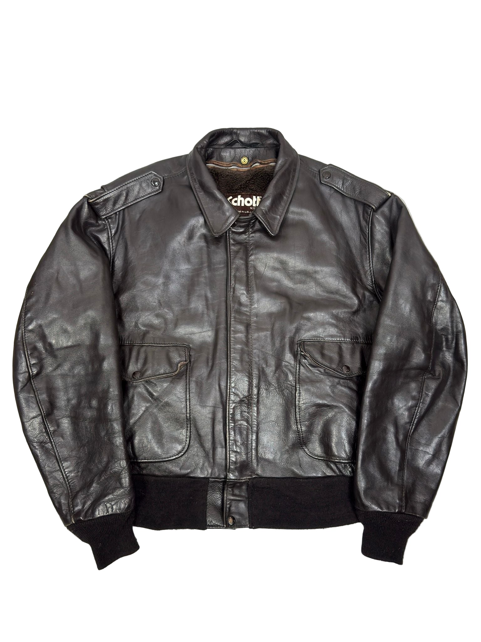ジャケット・アウター 80-90's old A-2 type leather flight 80's~90's A-2 Type Leather Jacket USA製 ミリタリー レザー