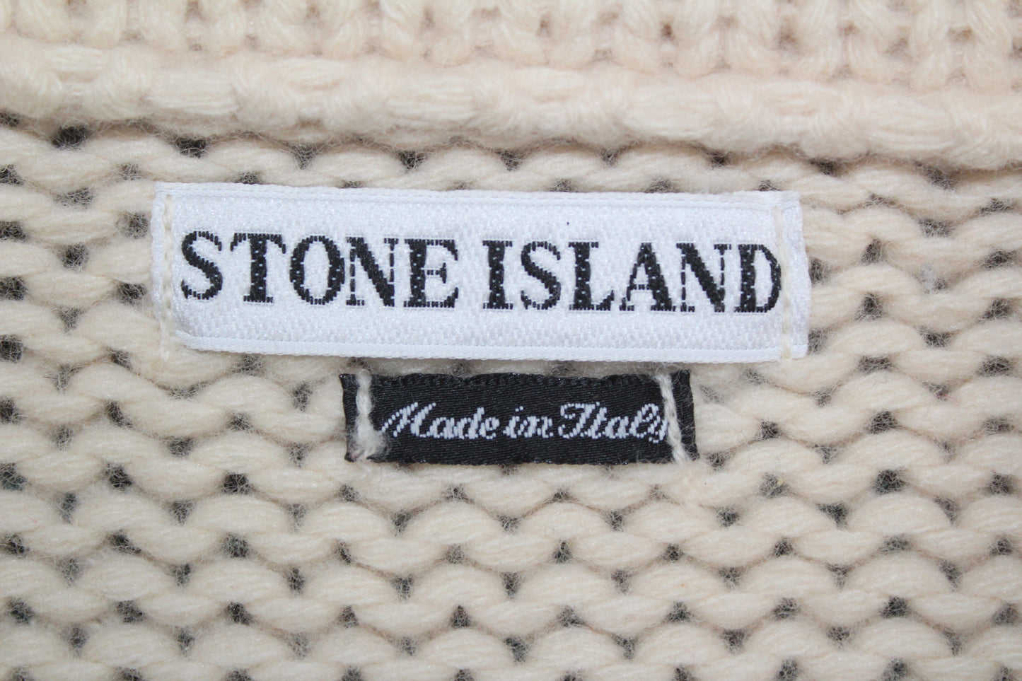 VINTAGE STONE ISLAND AW 1988 WOOL KNIT ZIP UP JUMPER MEDIUM