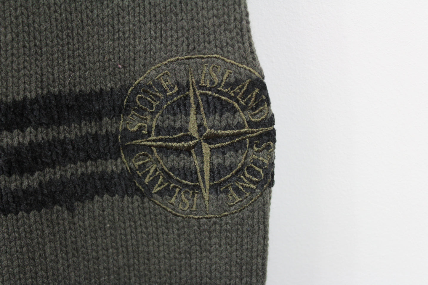 VINTAGE STONE ISLAND AW 1997 COMPASS LOGO KNIT WOOL JUMPER XL
