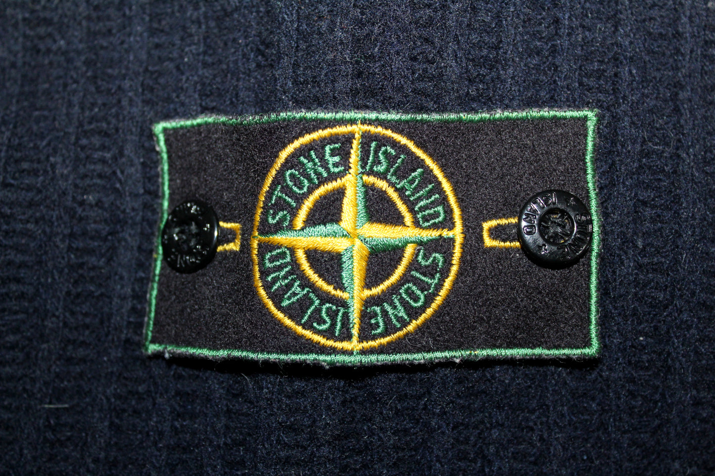 STONE ISLAND 90'S VINTAGE BUTTONED ROLL NECK KNIT WOOL JUMPER XL