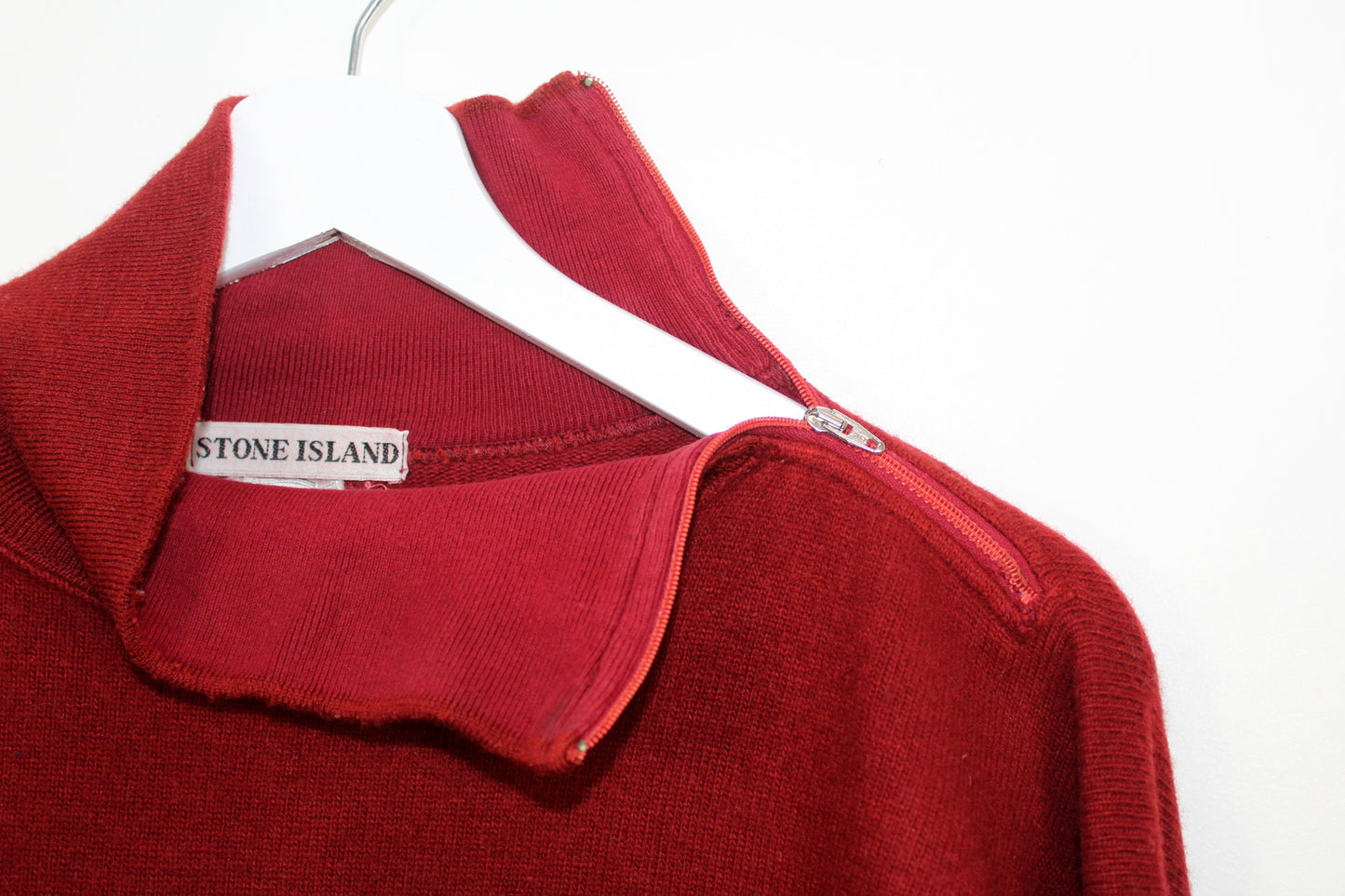 VINTAGE STONE ISLAND AW 1989 ZIPPED MOCK NECK WOOL SWEATSHIRT MEDIUM