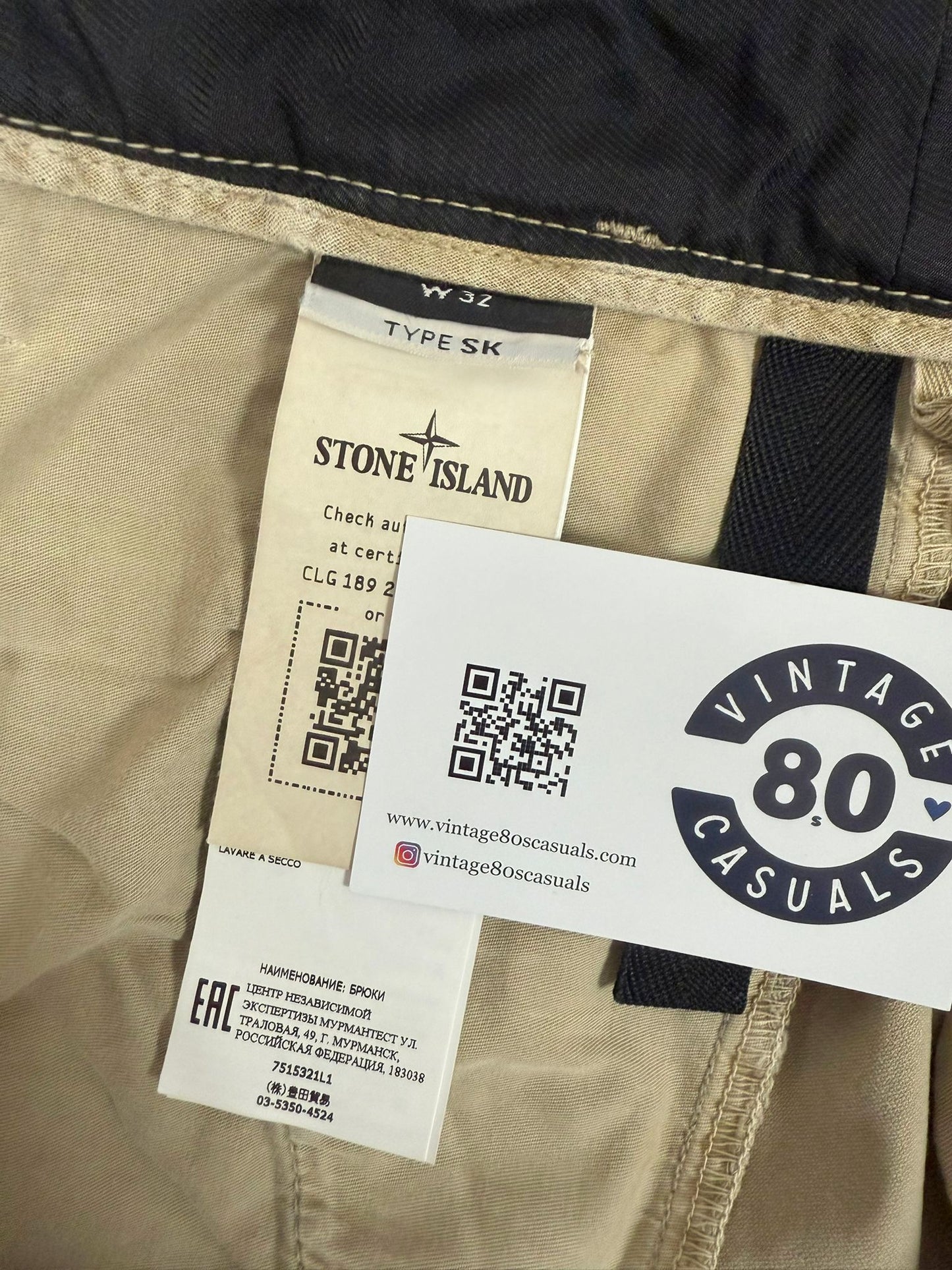 STONE ISLAND AW 2021 TYPE SK SKINNY FIT CARGO TROUSERS W 32" x L 34"