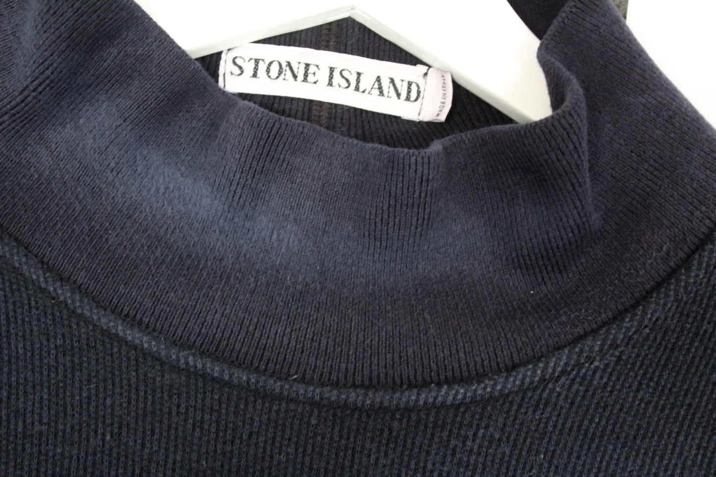 VINTAGE STONE ISLAND AW 1999 MOCK NECK RIBBED WOOL SWEATSHIRT MEDIUM