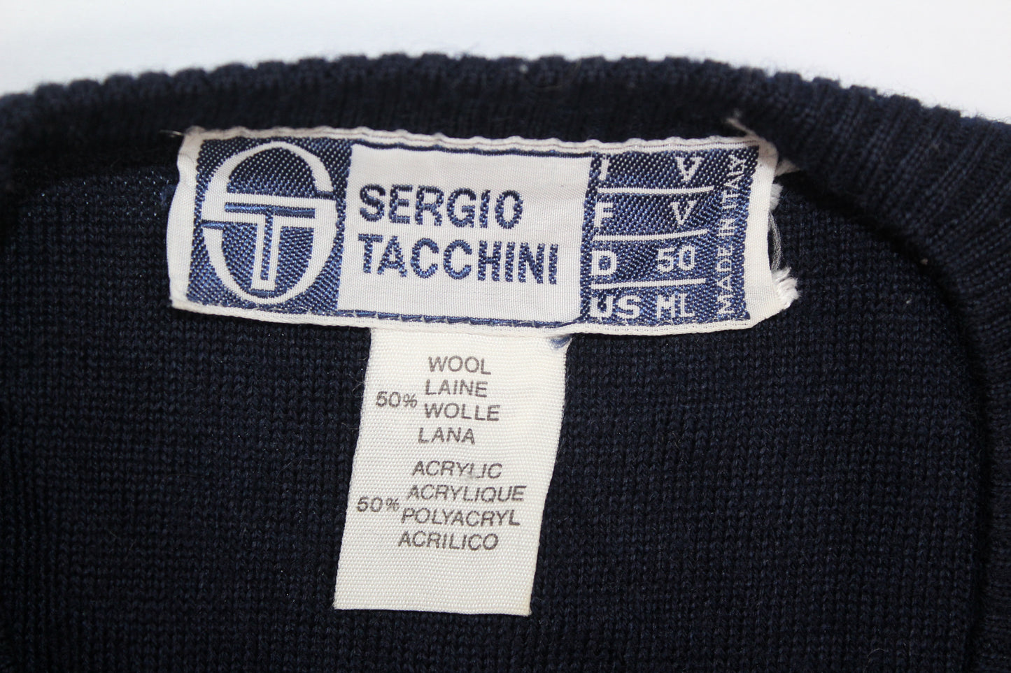 SERGIO TACCHINI OG 80'S VINTAGE MCENROE MASTERS TENNIS WOOL JUMPER MEDIUM