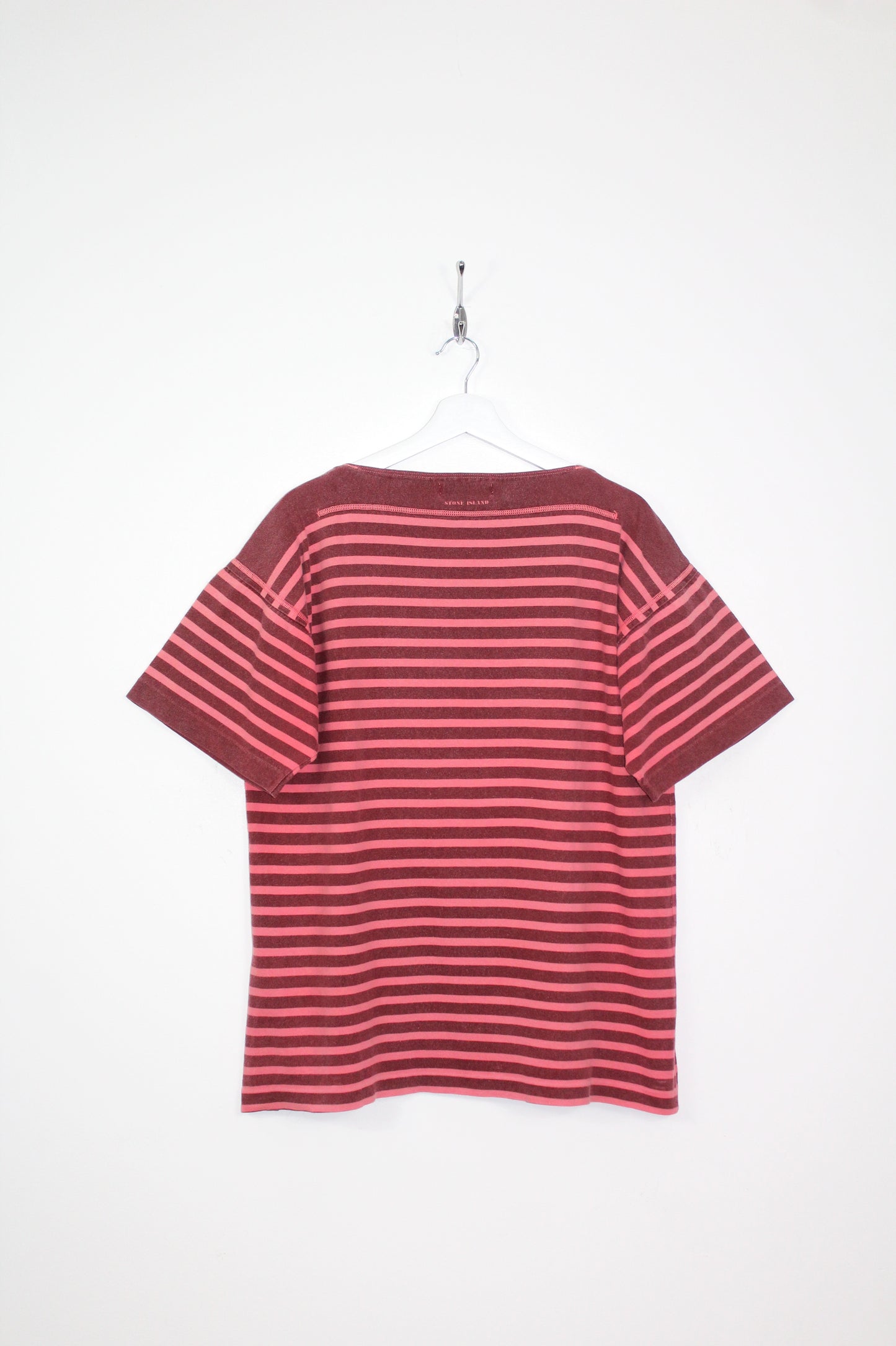 STONE ISLAND 80'S VINTAGE SPELL OUT STRIPED T-SHIRT LARGE