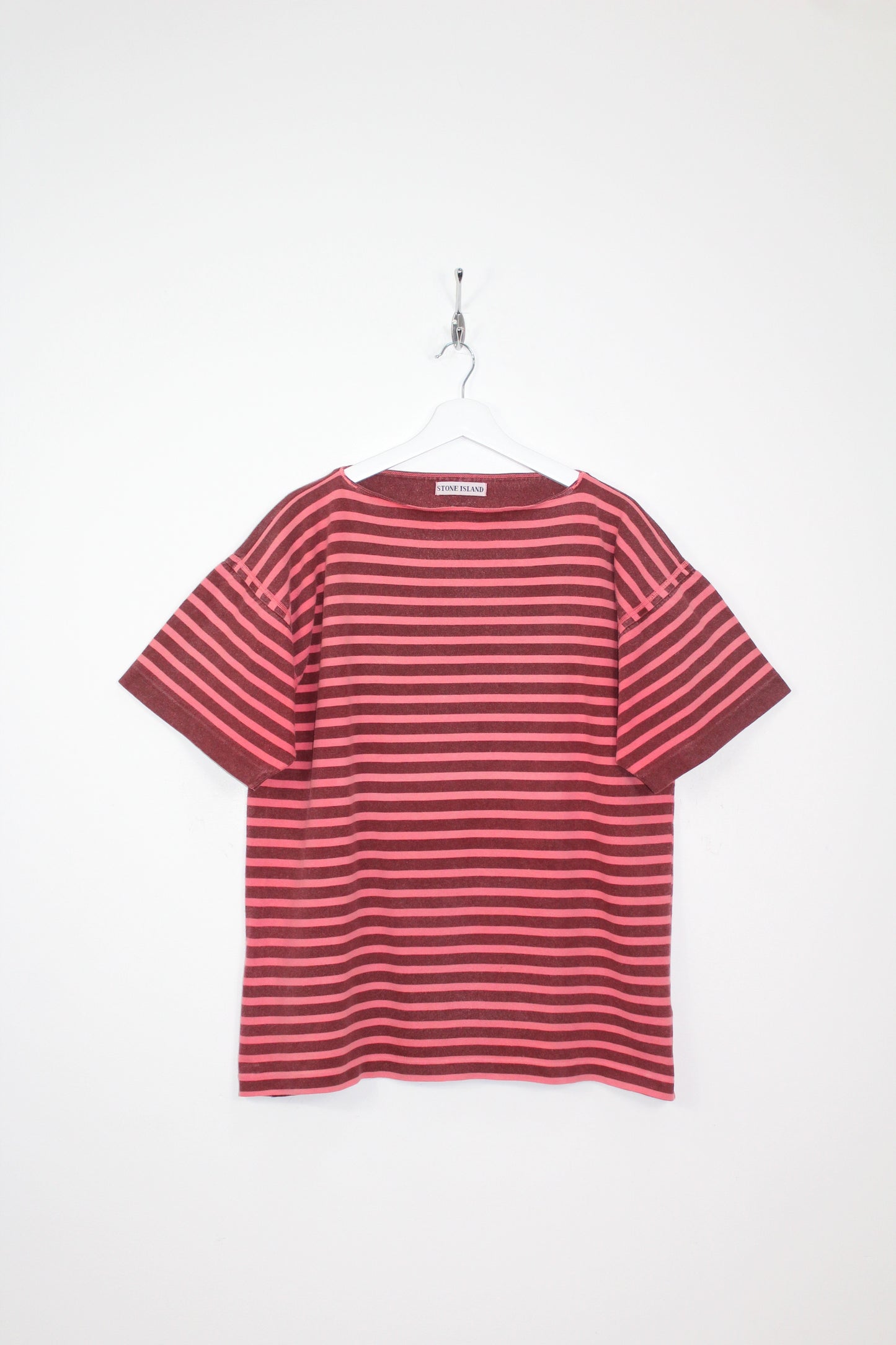 STONE ISLAND 80'S VINTAGE SPELL OUT STRIPED T-SHIRT LARGE