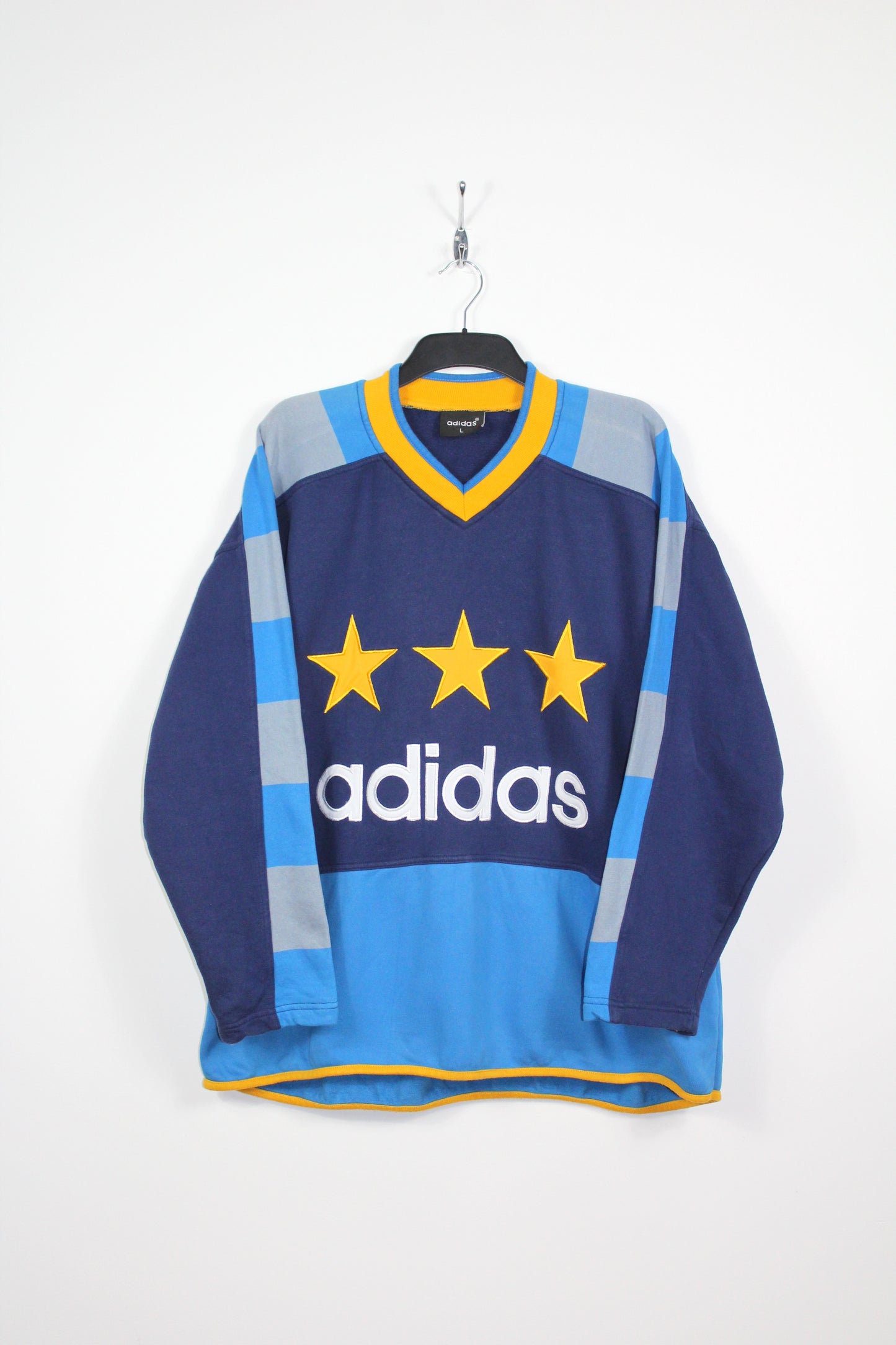 ADIDAS 90'S VINTAGE EMBROIDERED SPELL OUT SWEATSHIRT LARGE