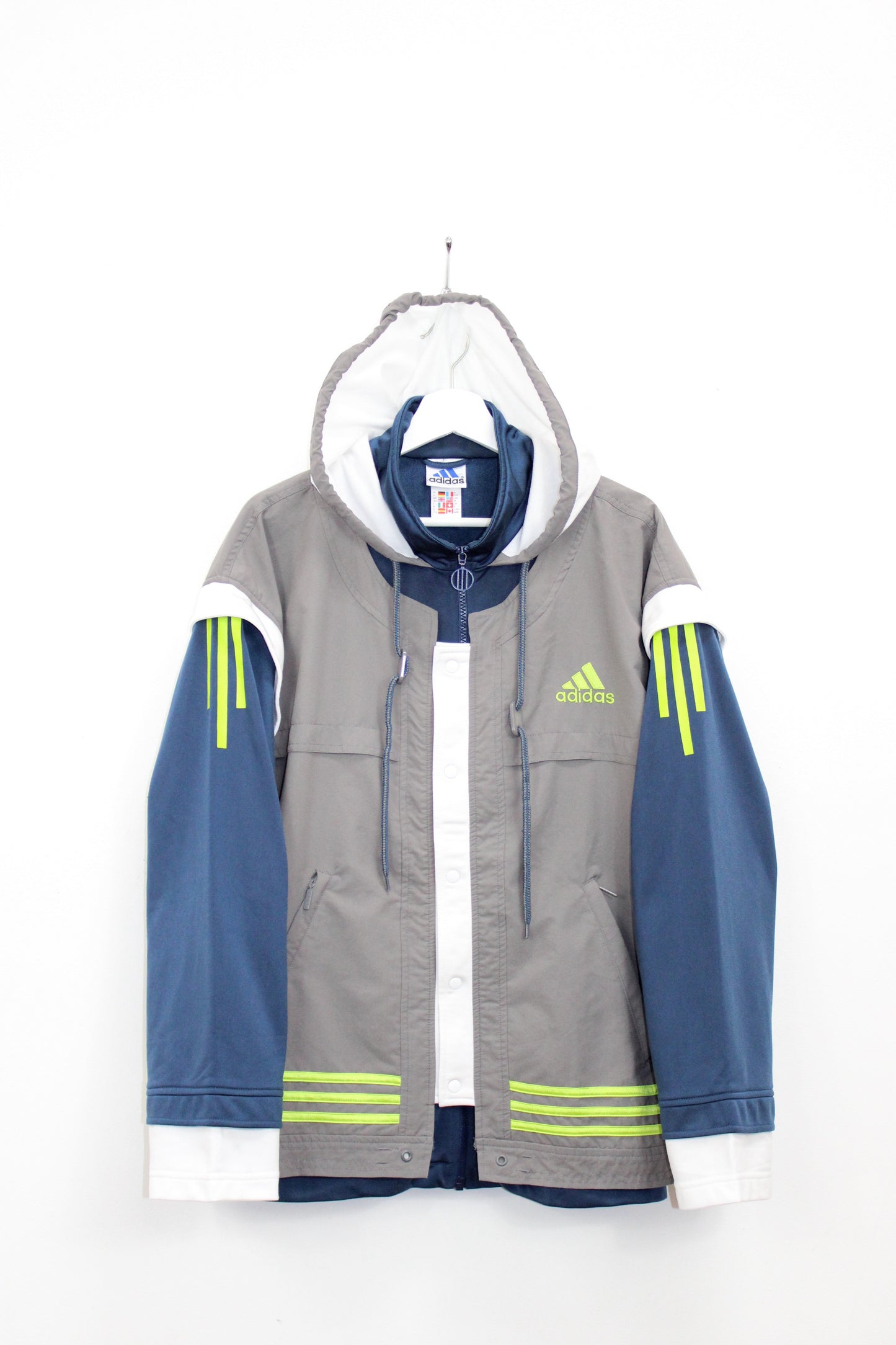 ADIDAS 90'S VINTAGE HOODIE TRACKSUIT TOP JACKET D5 LARGE