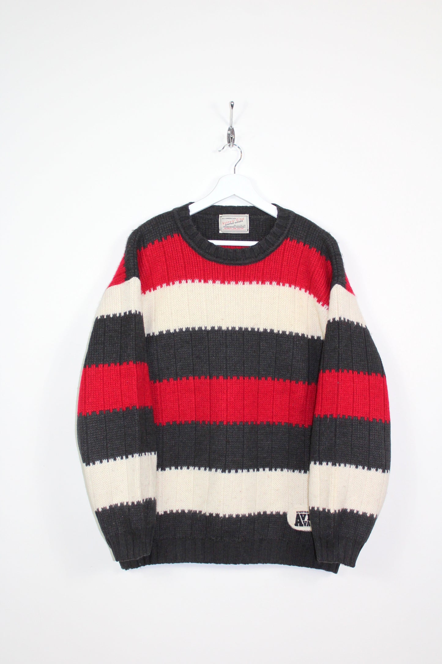 AVIREX 90'S VINTAGE STRIPED WOOL KNIT SWEATSHIRT LARGE