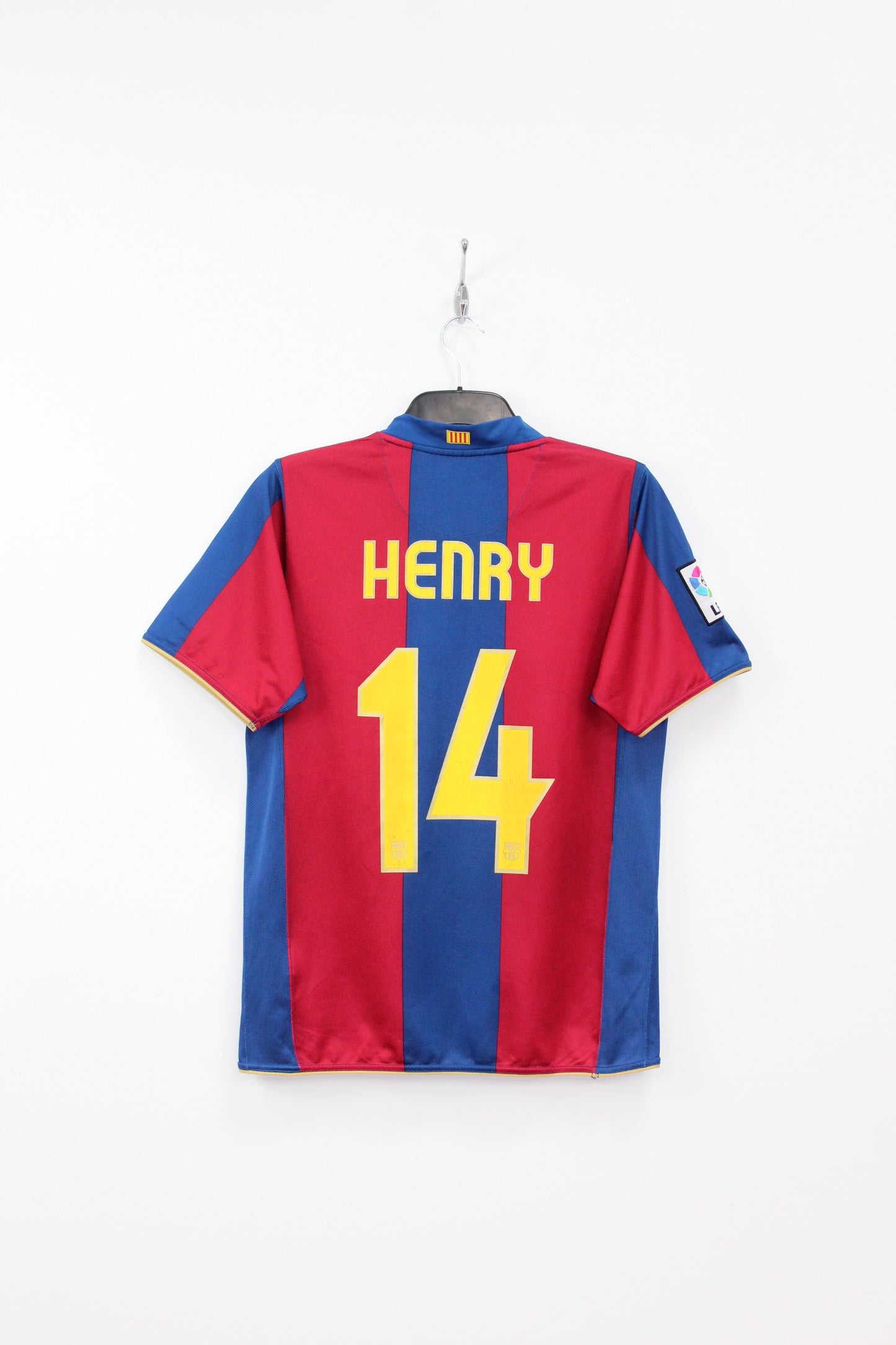 BARCELONA 2007-2008 NIKE HOME FOOTBALL SHIRT HENRY #14 SMALL