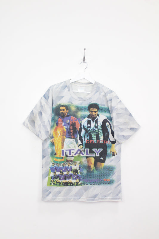 VINTAGE ITALY WORLD CUP 1998 BAGGIO & DEL PIERO FOOTBALL T-SHIRT XL