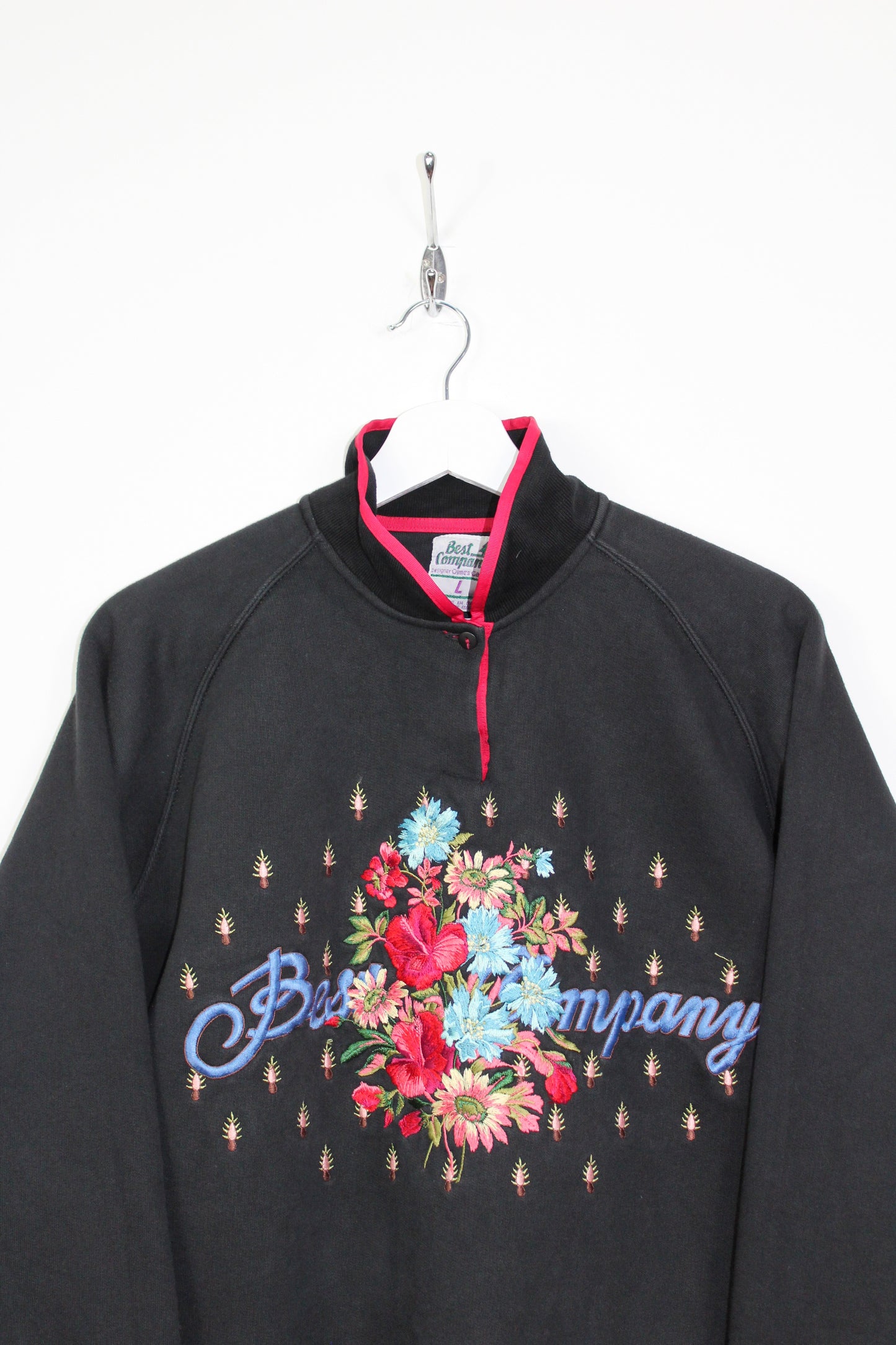 BEST COMPANY 80'S VINTAGE EMBROIDERED SPELL OUT SWEATSHIRT LARGE