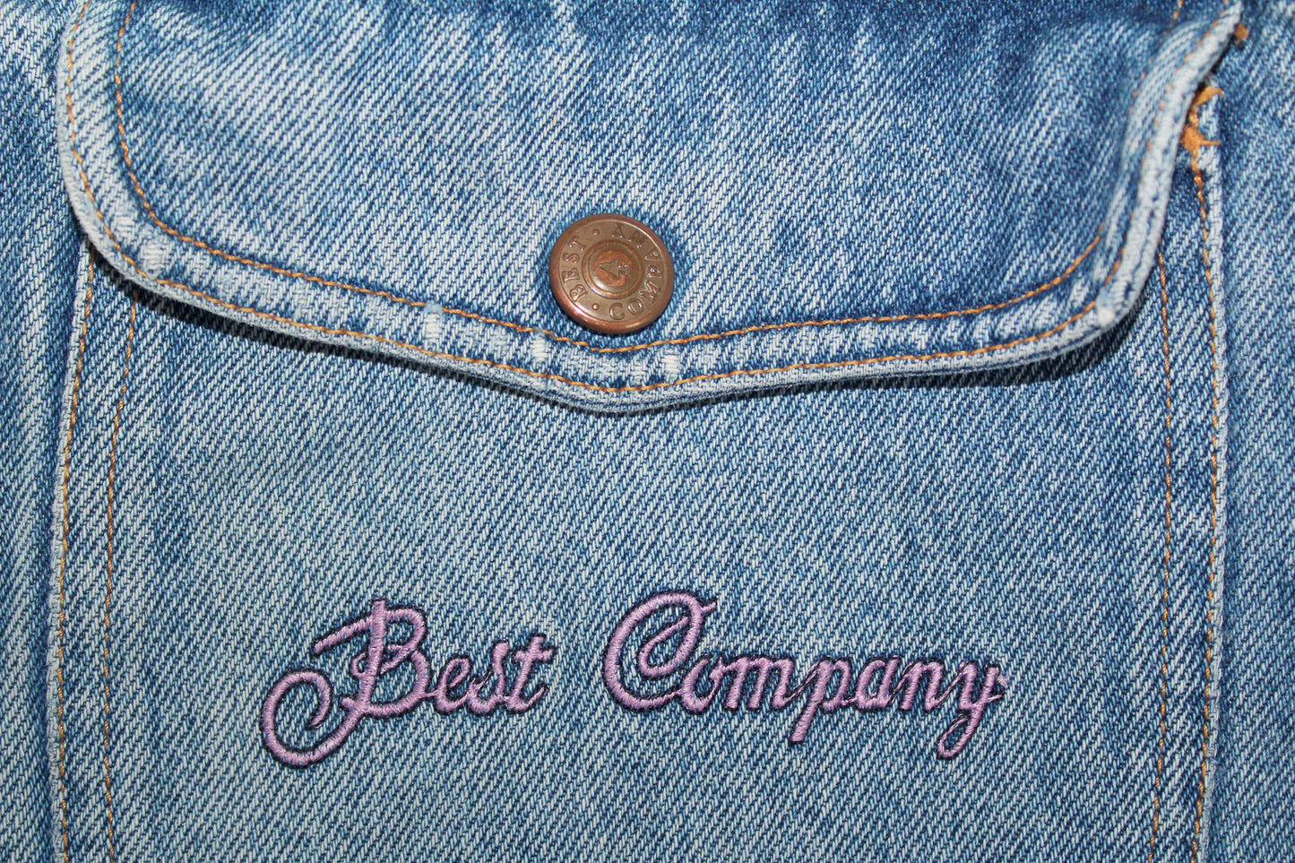 BEST COMPANY 80'S VINTAGE EMBROIDERED LOGO DENIM JACKET LARGE