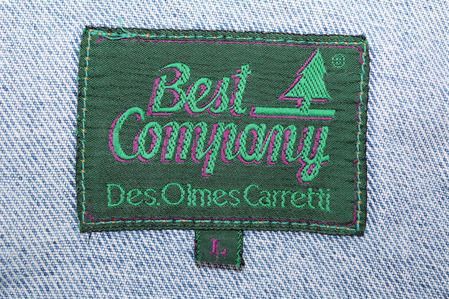 BEST COMPANY 80'S VINTAGE EMBROIDERED LOGO DENIM JACKET LARGE