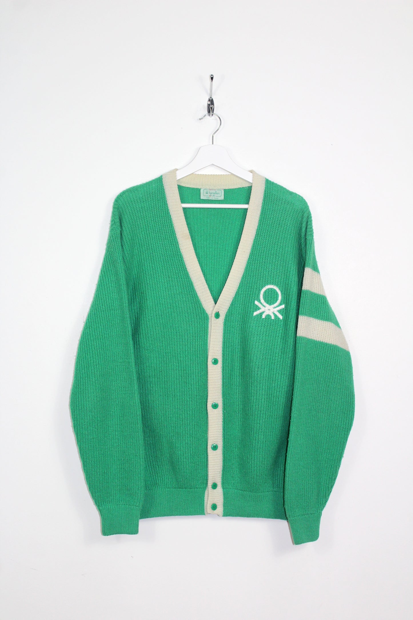 BENETTON 90'S VINTAGE KNIT WOOL CARDIGAN LARGE