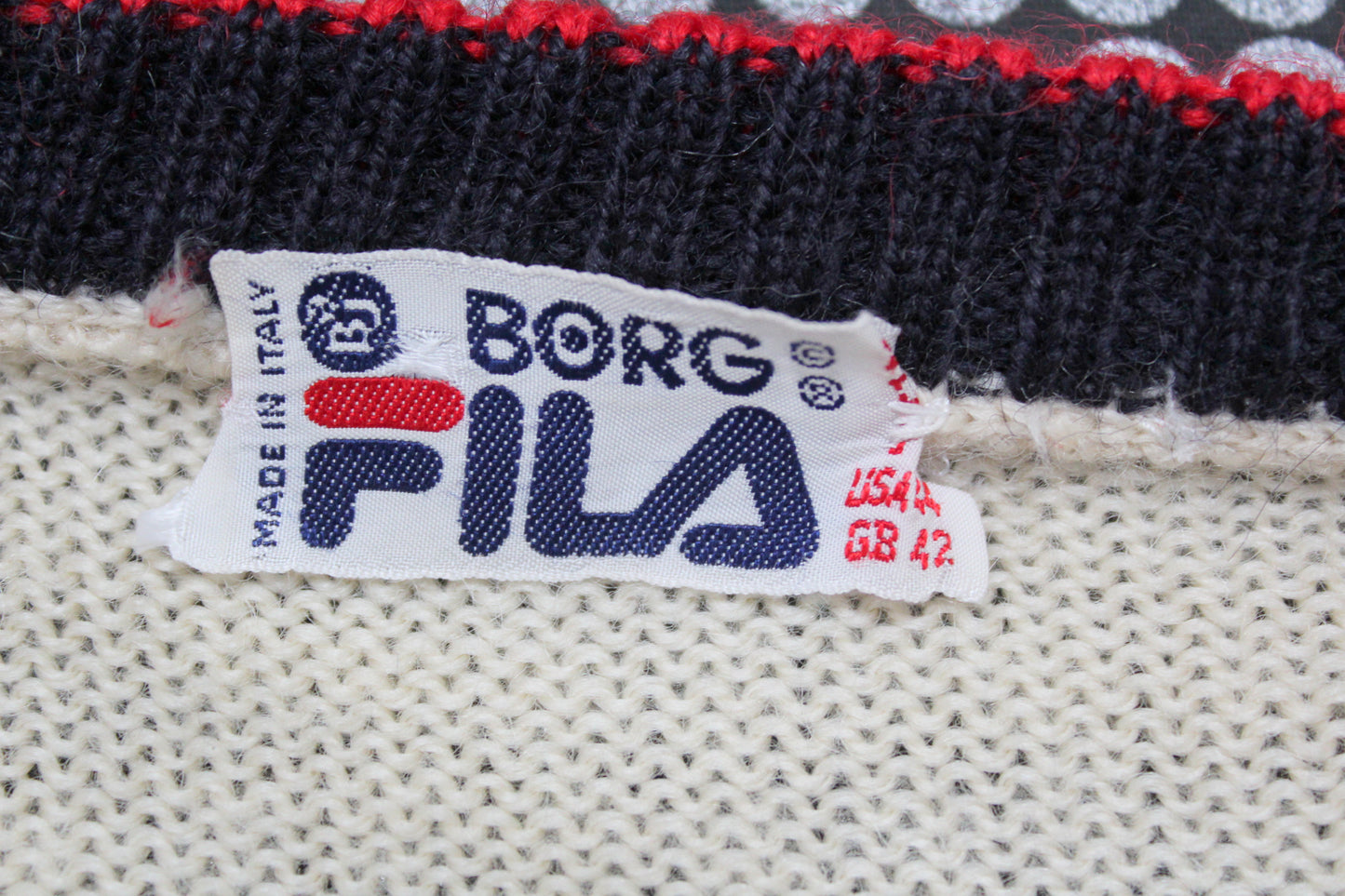 FILA OG 1980 VINTAGE BJORN BORG MK2 SETTANTA TENNIS WOOL JUMPER LARGE