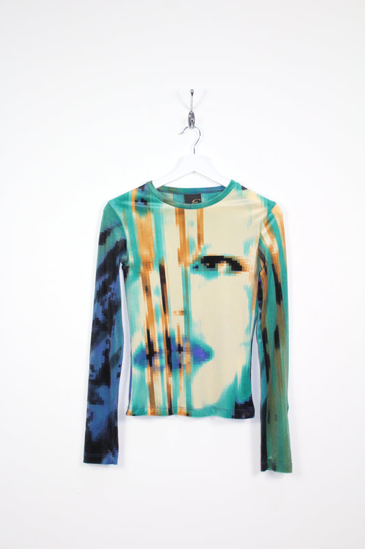 JUST CAVALLI VINTAGE DAVID BOWIE PIXEL FACE LONG SLEEVE T-SHIRT SMALL