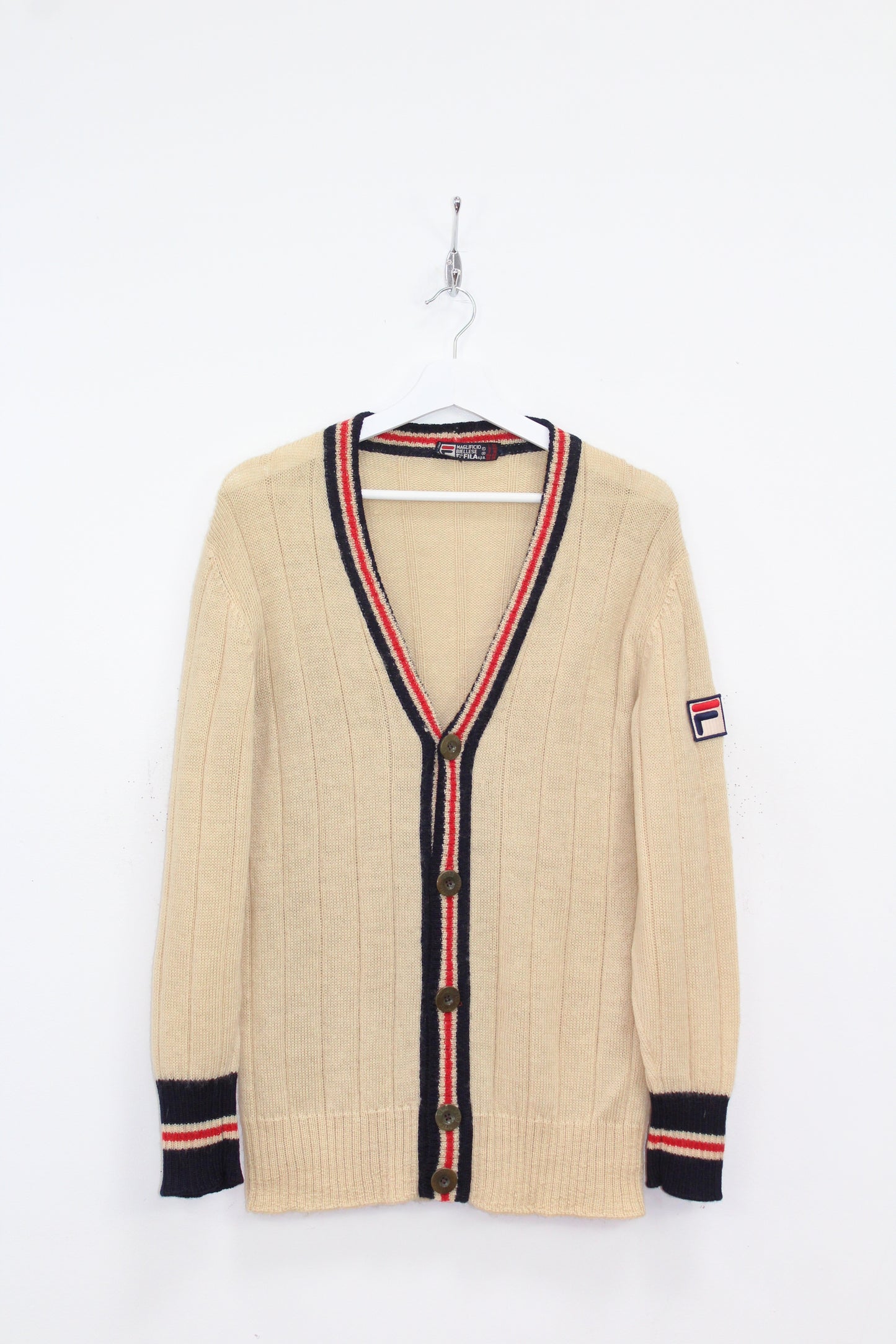 FILA OG 1978 VINTAGE BJORN BORG MATCHDAY SETTANTA TENNIS WOOL CARDIGAN MEDIUM