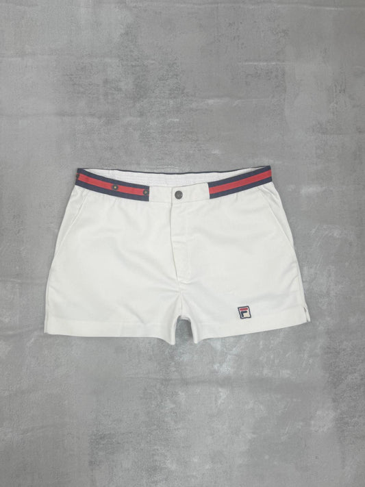 FILA 80'S VINTAGE WHITE LINE BJORN BORG SETTANTA TENNIS SHORTS MEDIUM